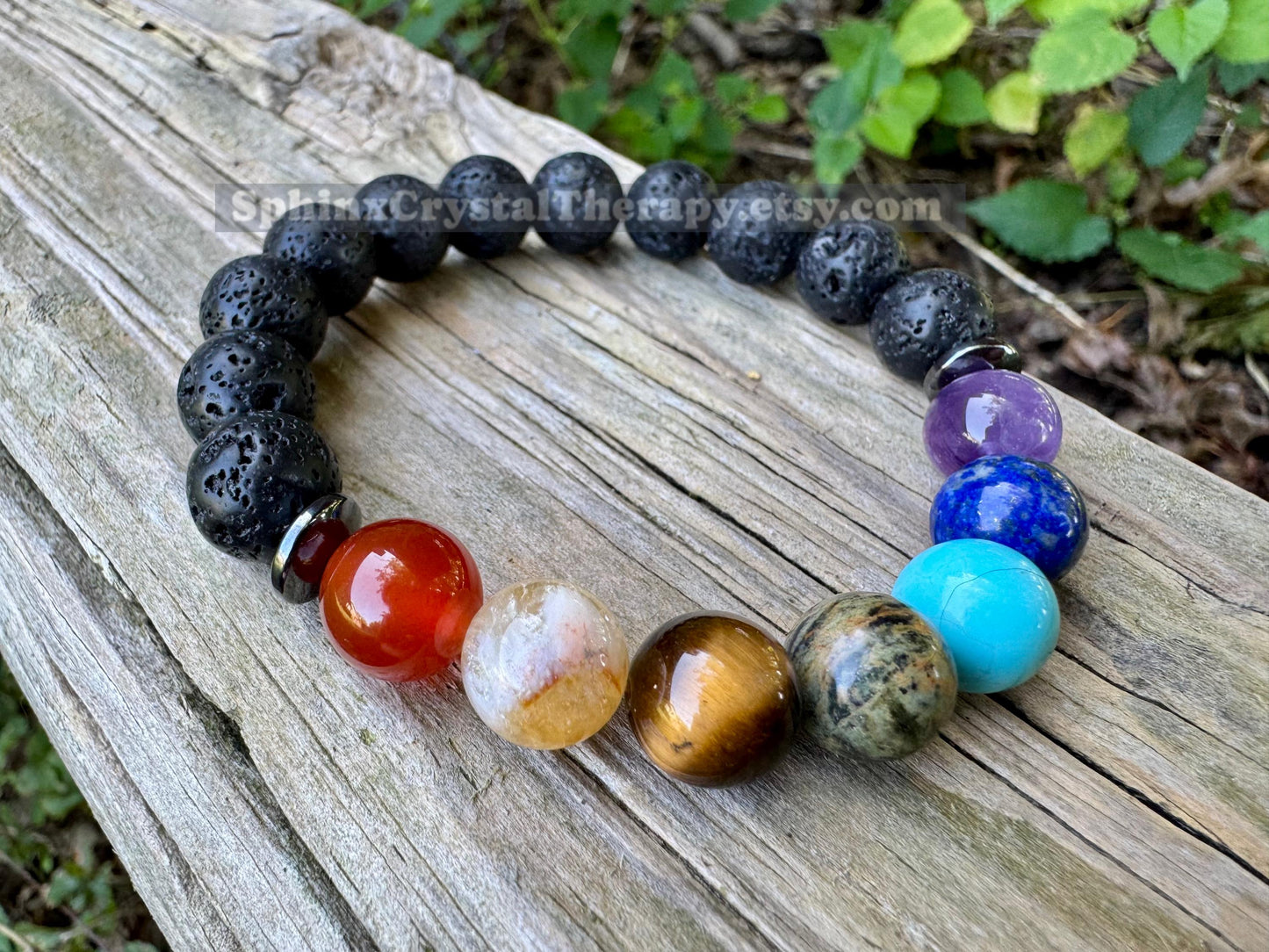 10MM Chakra Balance - Protection & Strength - Volcano Rock - Oil Diffuser - Crystal Healing Gemstones - Quality Spiritual Grounding Bracelet