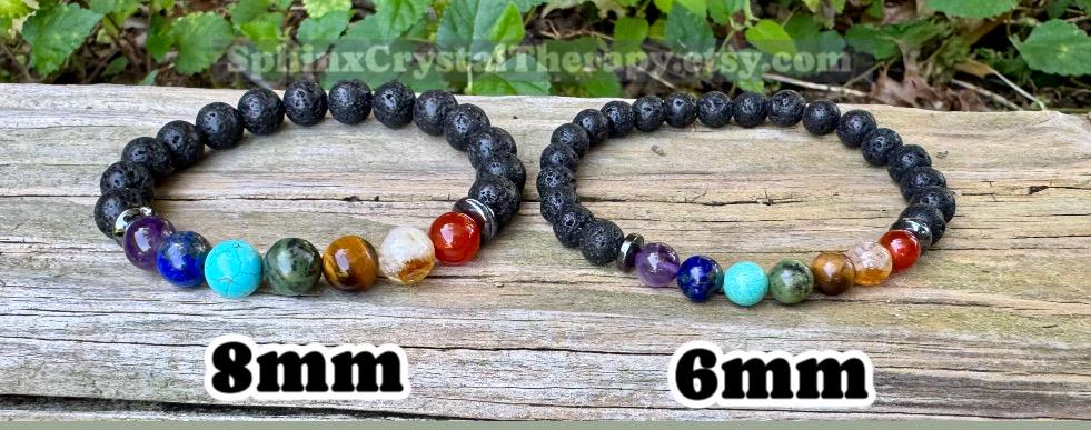 Chakra Balance - Protection - Volcano Rock - Lava Bead Diffuser - Aura Clearing - Cleanse Chakras - Crystal Healing REAL Gemstone Bracelet