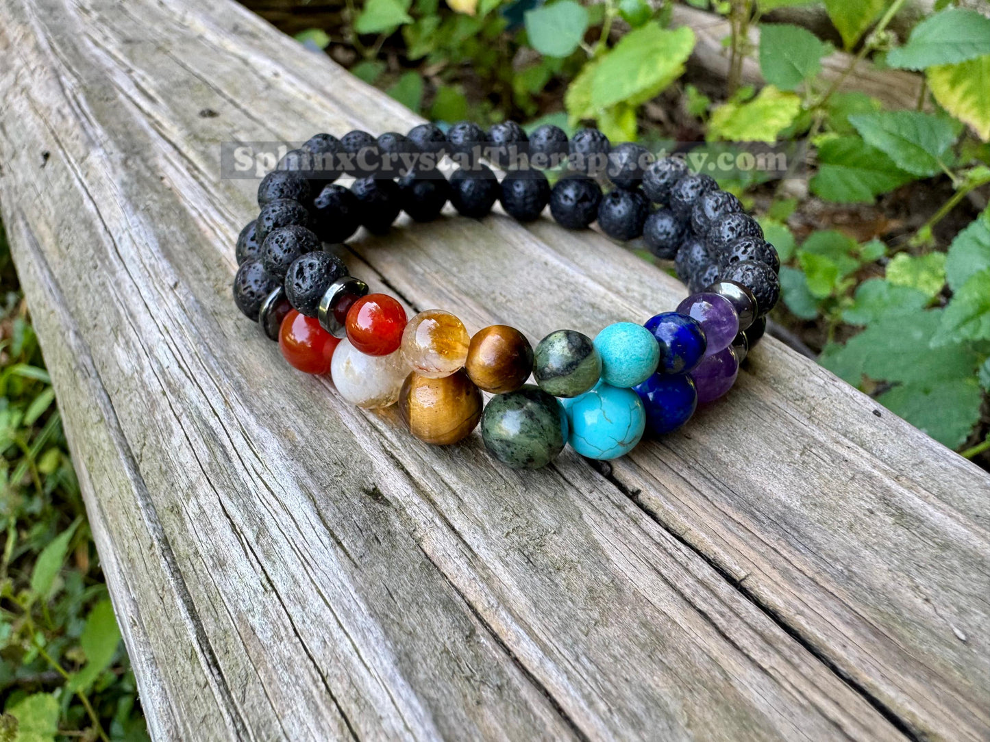 Chakra Balance - Protection - Volcano Rock - Lava Bead Diffuser - Aura Clearing - Cleanse Chakras - Crystal Healing REAL Gemstone Bracelet