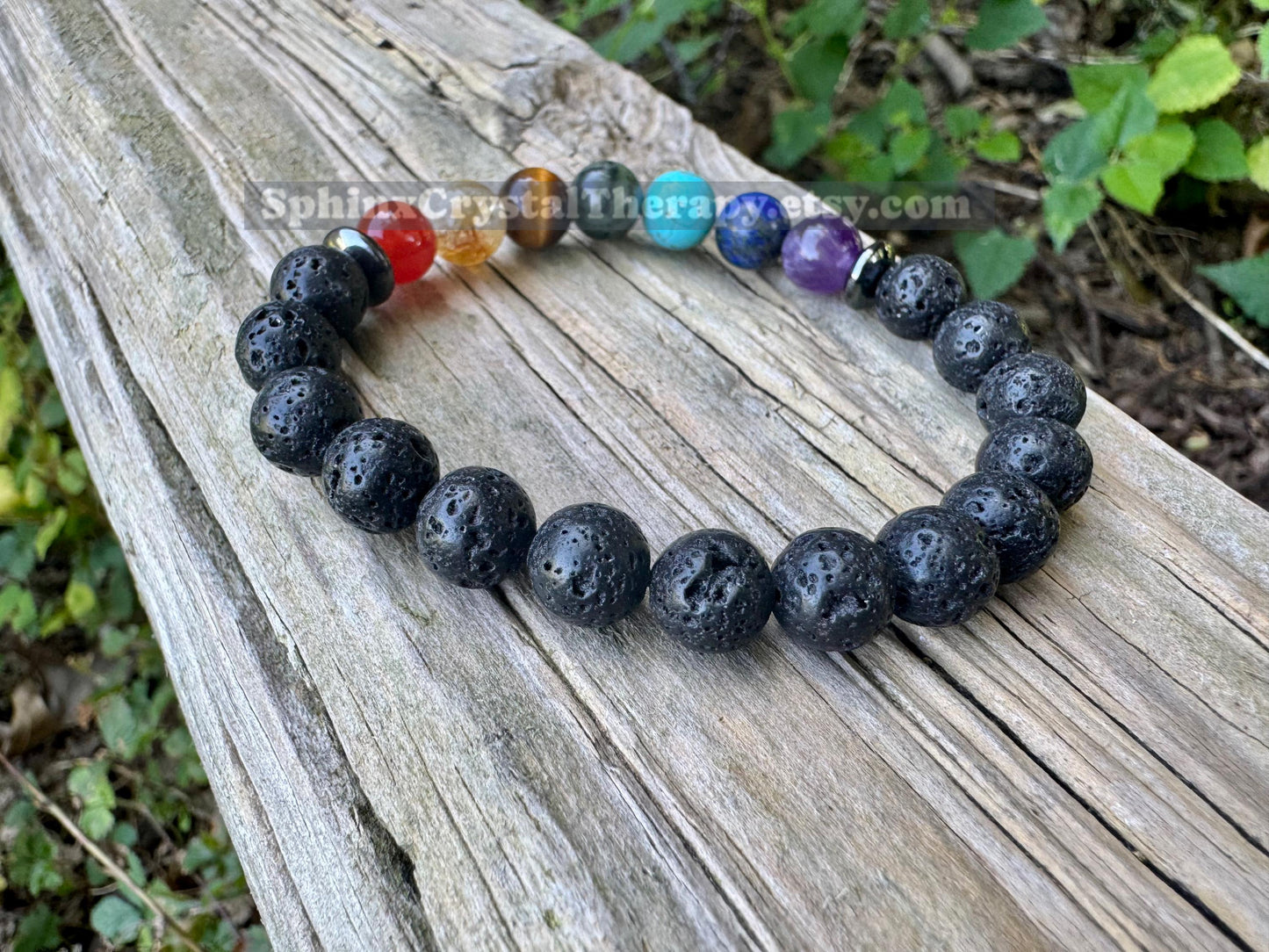 Chakra Balance - Protection - Volcano Rock - Lava Bead Diffuser - Aura Clearing - Cleanse Chakras - Crystal Healing REAL Gemstone Bracelet