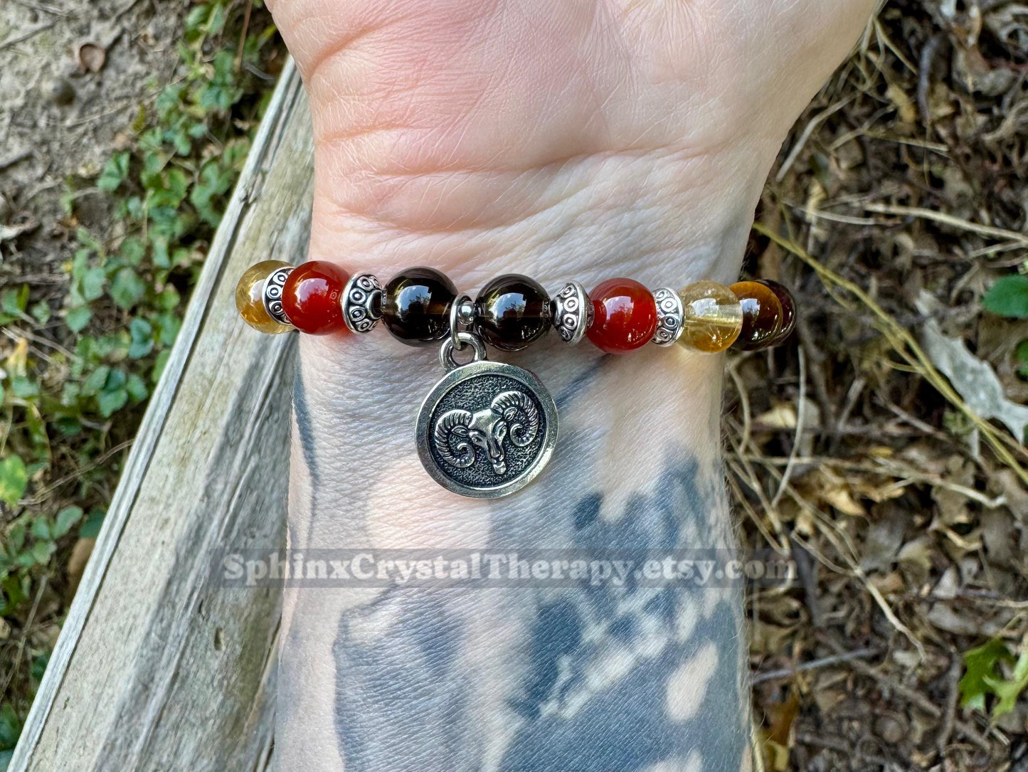 Aries Energy - Zodiac Horoscope " The Passionate Aries " March April Birthday - REAL Quality Gemstones - Crystal Healing Bracelet