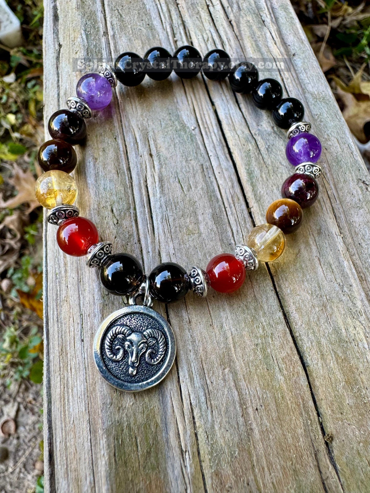 Aries Energy - Zodiac Horoscope " The Passionate Aries " March April Birthday - REAL Quality Gemstones - Crystal Healing Bracelet