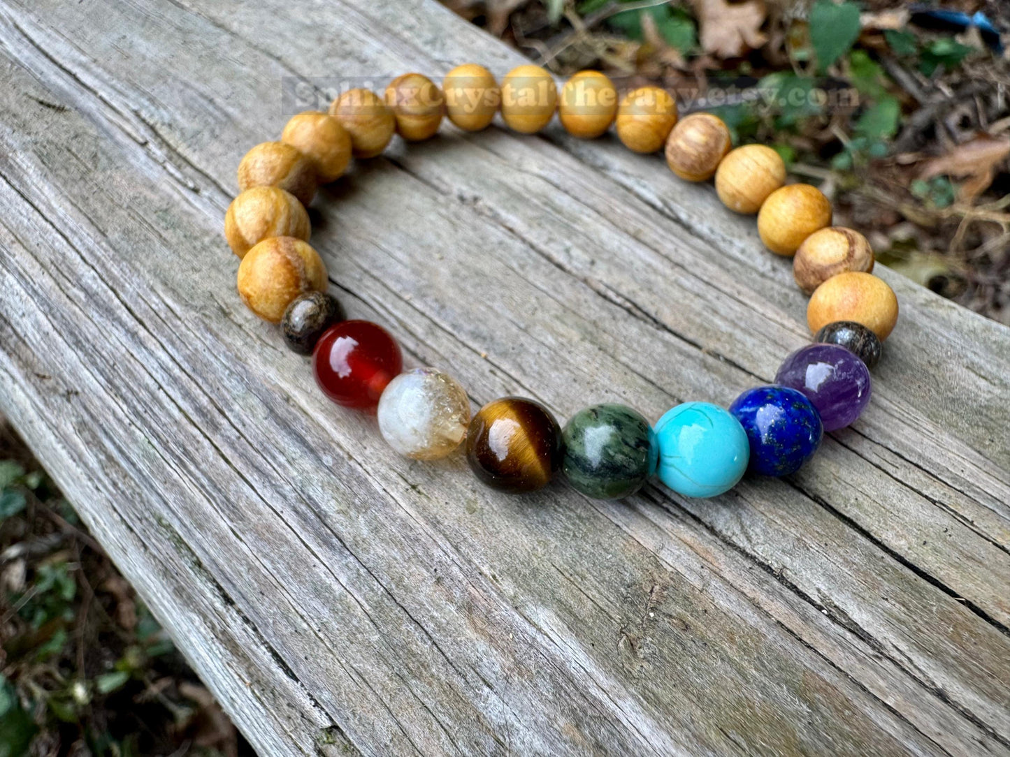 Chakra Balance - Palo Santo Wood - Clearing Negativity - Clear Auric Field - Negative Energy - REAL Crystal Healing Gemstone Bracelet