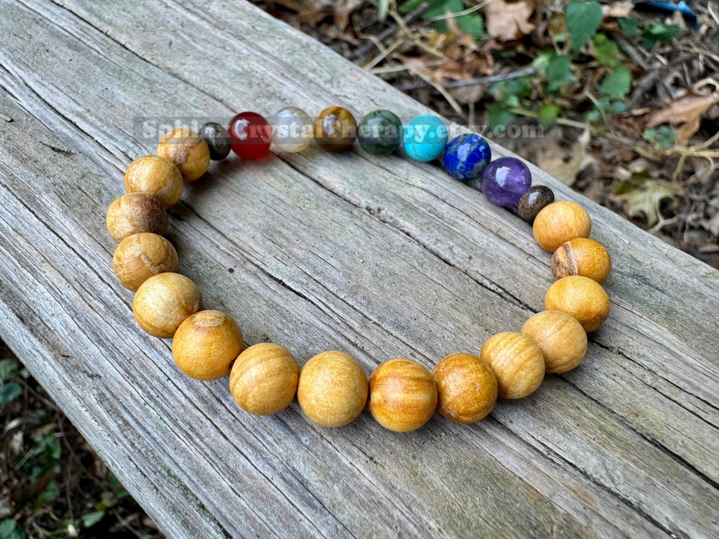 Chakra Balance - Palo Santo Wood - Clearing Negativity - Clear Auric Field - Negative Energy - REAL Crystal Healing Gemstone Bracelet