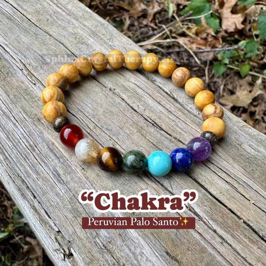 Chakra Balance - Palo Santo Wood - Clearing Negativity - Clear Auric Field - Negative Energy - REAL Crystal Healing Gemstone Bracelet