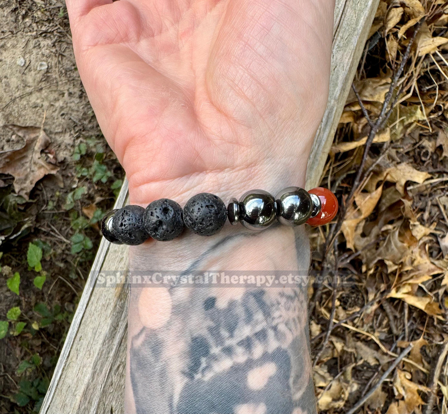 12mm Mental Strength & Courage " The Forge " High Quality Gemstones - Black Onyx / Carnelian / Hematite / Crystal Healing Gemstone Bracelet