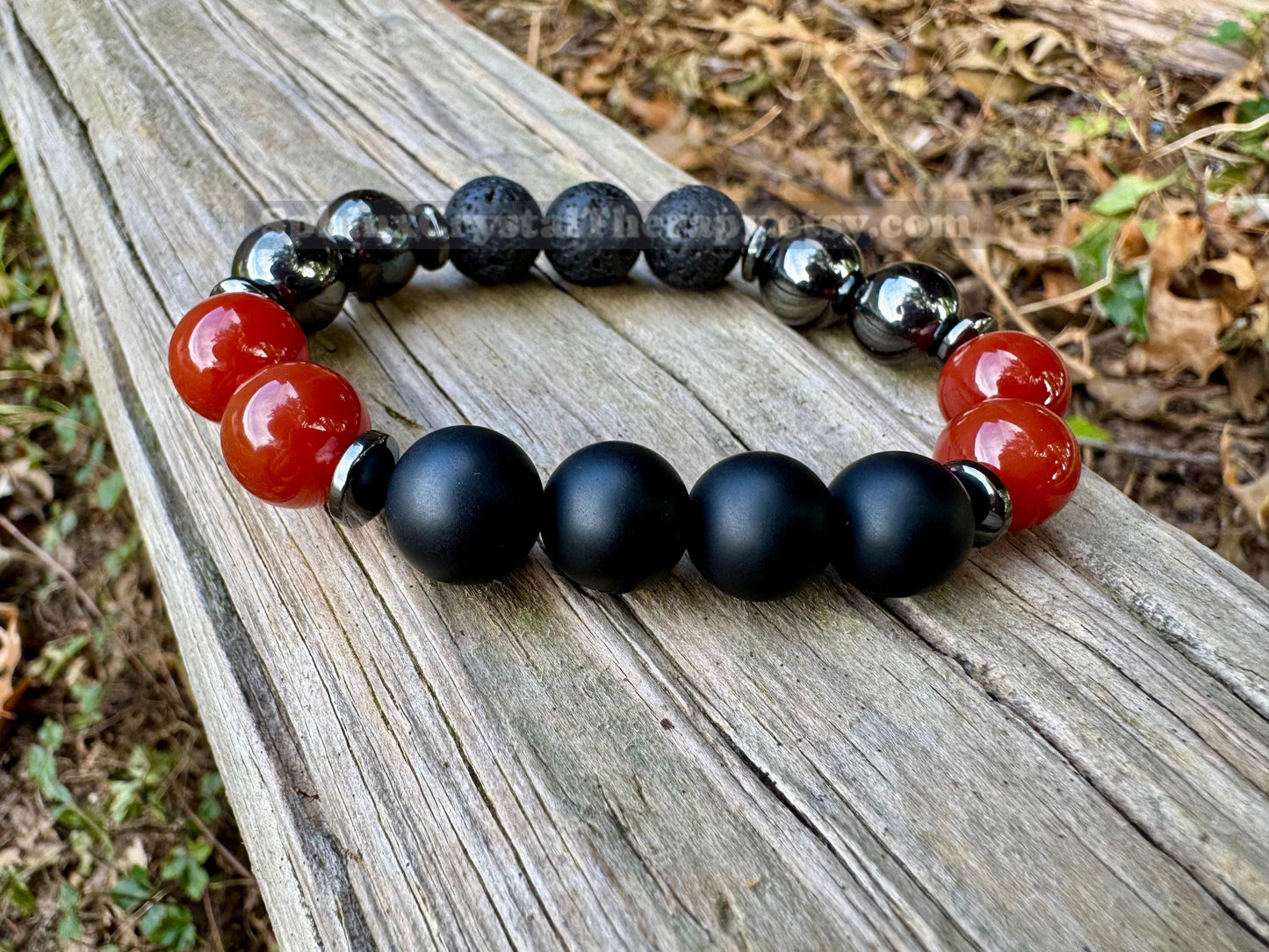 12mm Mental Strength & Courage " The Forge " High Quality Gemstones - Black Onyx / Carnelian / Hematite / Crystal Healing Gemstone Bracelet