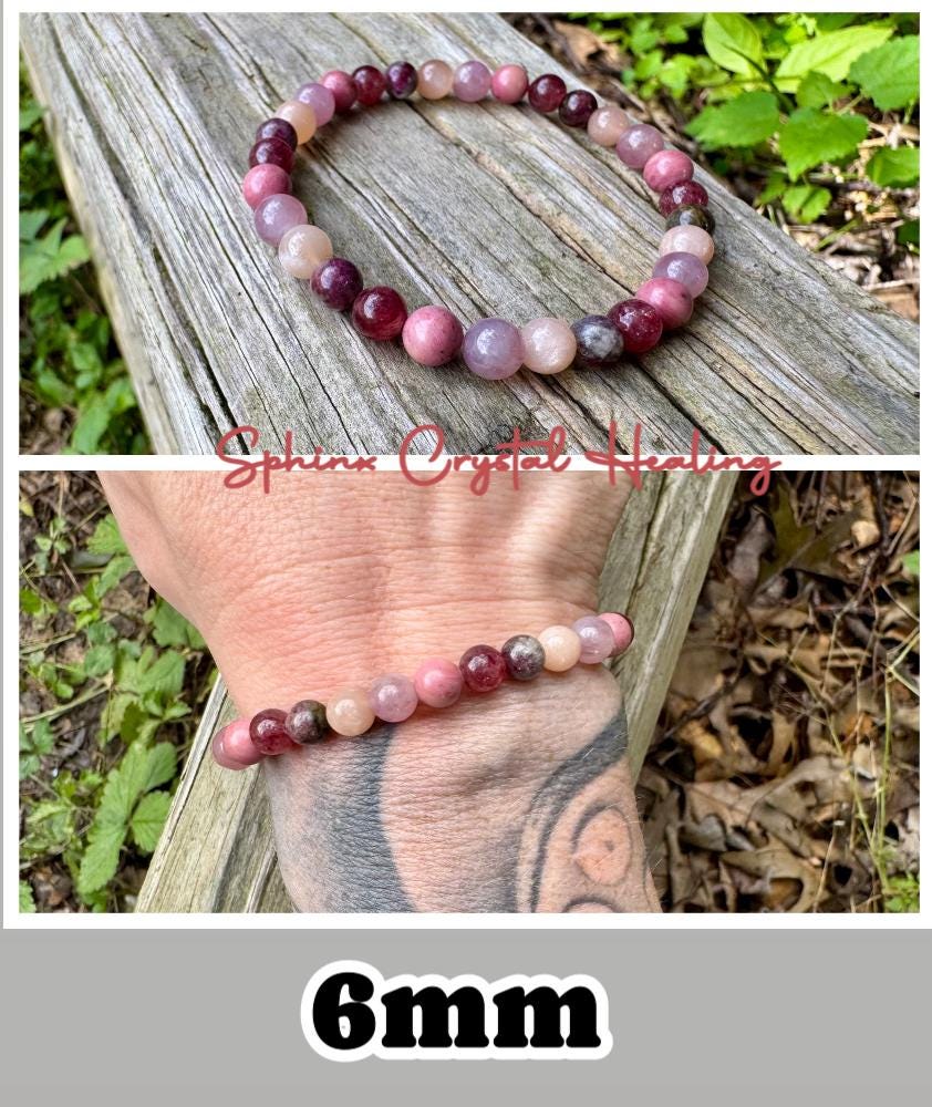Self Love & Empowerment - RARE Strawberry Quartz  " Strawberry Moon " Emotional Healing - Eudialyte - Rose Quartz Crystal Gemstone Bracelet
