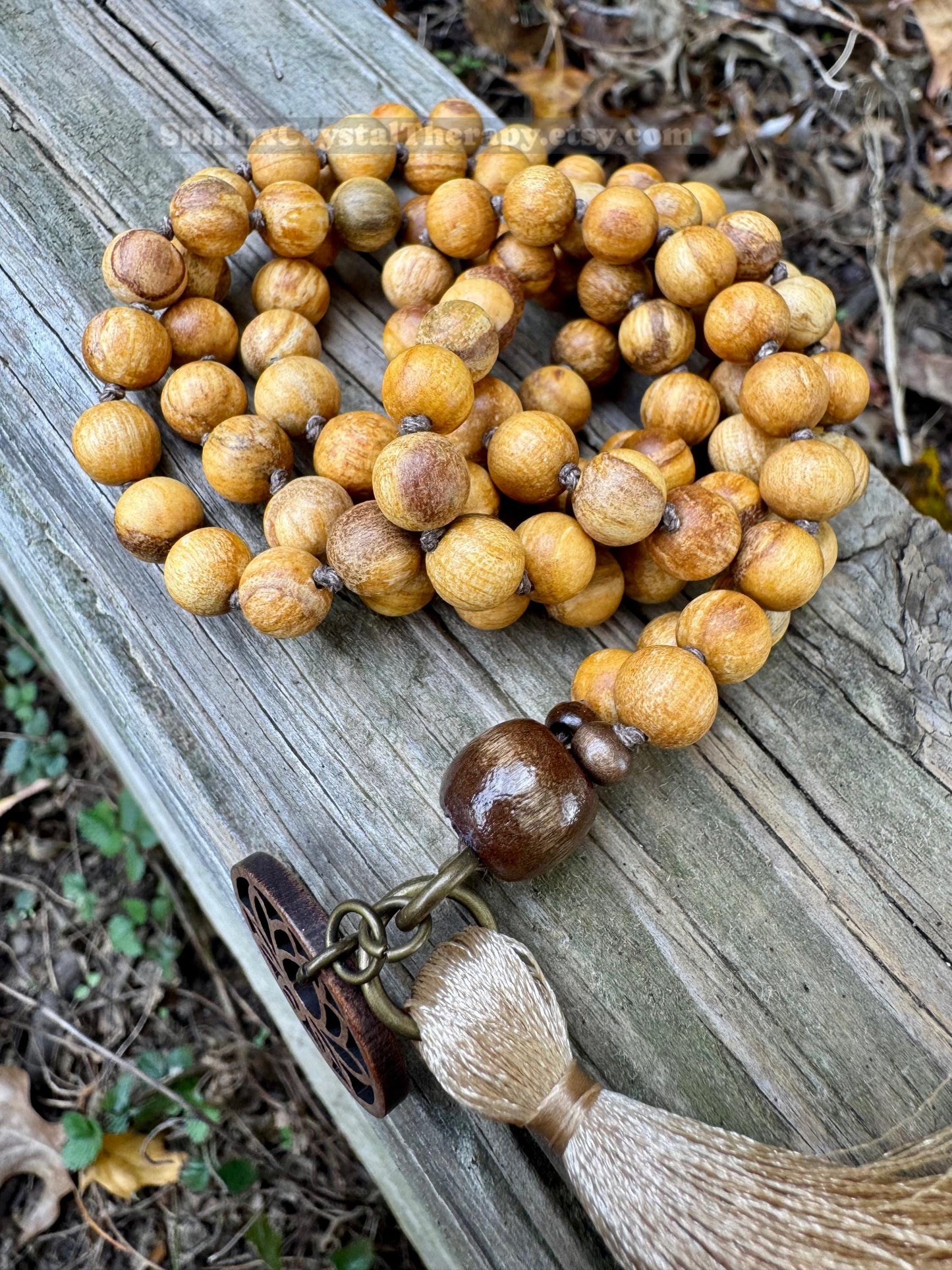 Only One - Peruvian Palo Santo Wood Mala Necklace - Aura Cleansing - 108 Prayer Beads - Meditation Mantra Tool - Spiritual Growth