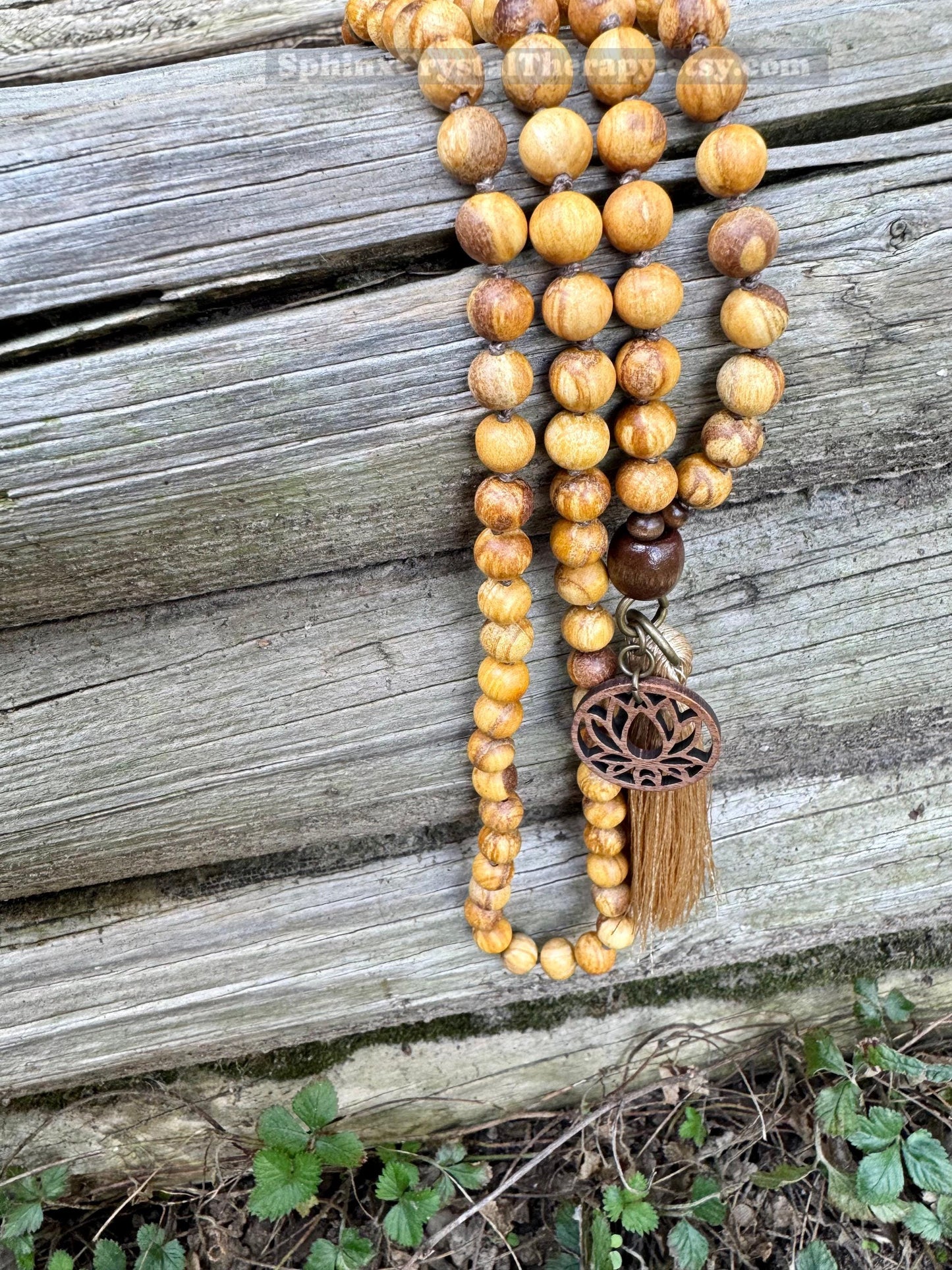 Only One - Peruvian Palo Santo Wood Mala Necklace - Aura Cleansing - 108 Prayer Beads - Meditation Mantra Tool - Spiritual Growth