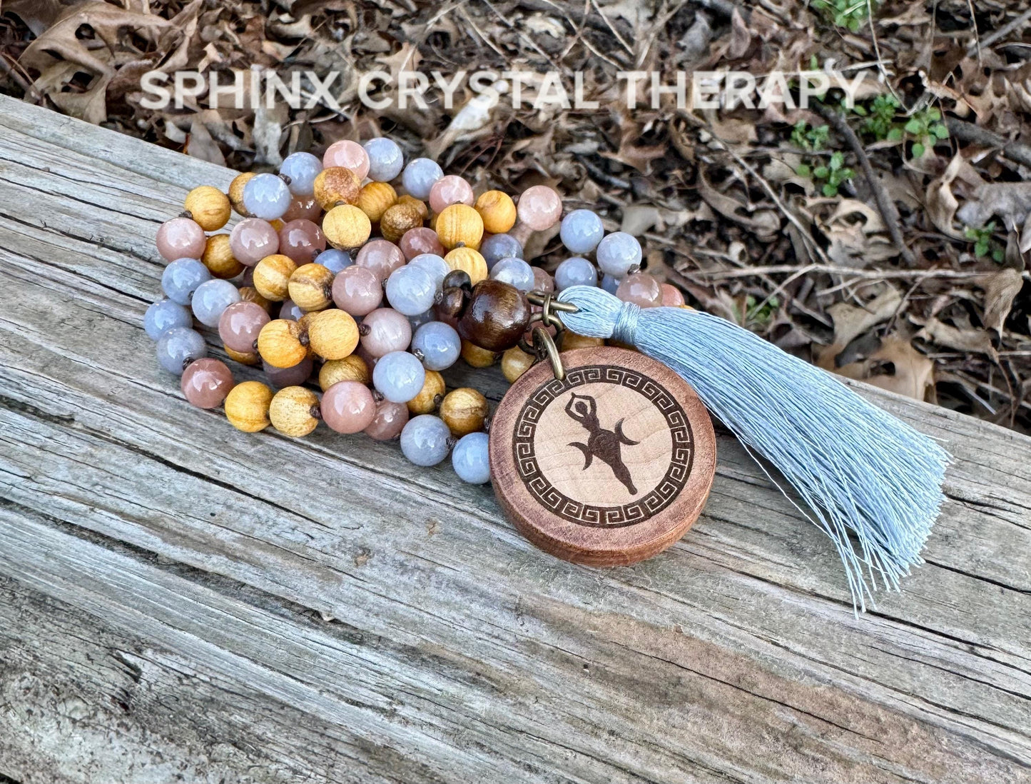 Only One - Heart Healing Mala Necklace - “ Aphrodite “ Goddess of Love - RARE Blue Rose Quartz - Moonstone - Palo Santo Crystal Gemstones