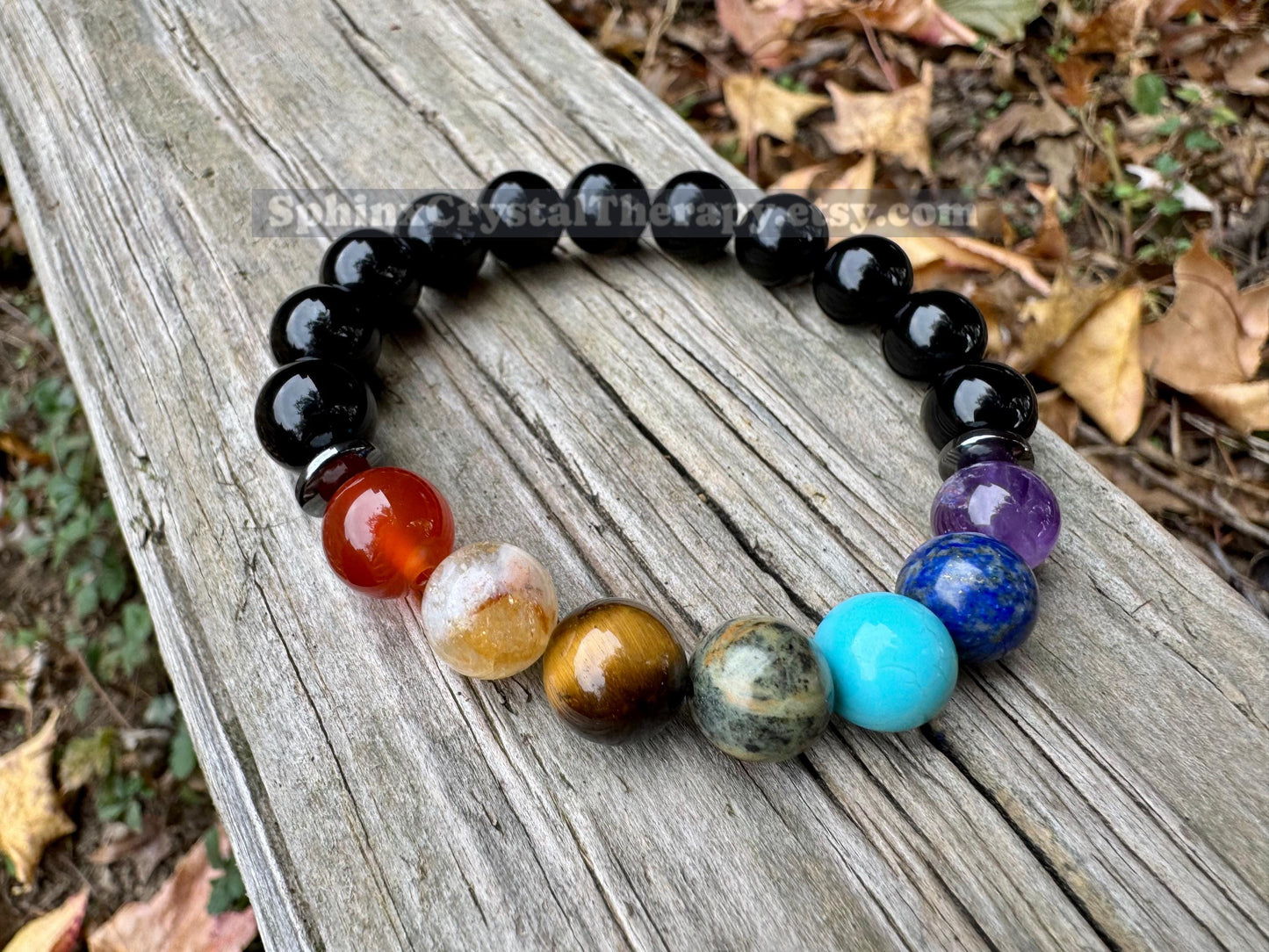 10MM - Protection and Strength - Negativity Shield - Black Onyx & Hematite - Balance Chakra Energy - Crystal Healing Gemstone Bracelet
