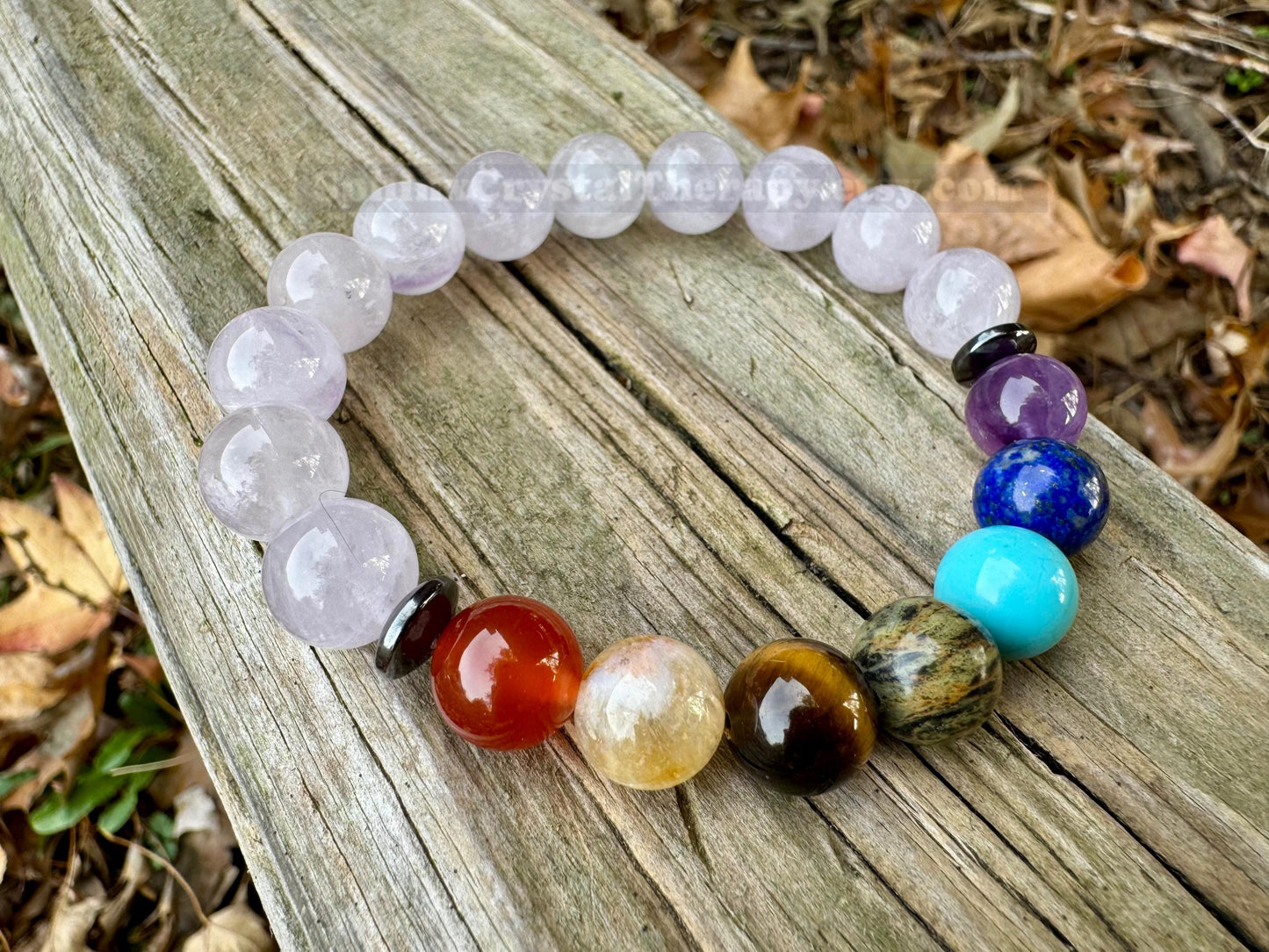 10mm Aura Clearing - RARE White Amethyst - Chakra Balance Stones - Protection & Intuition - Crystal Healing Gemstone Bracelet