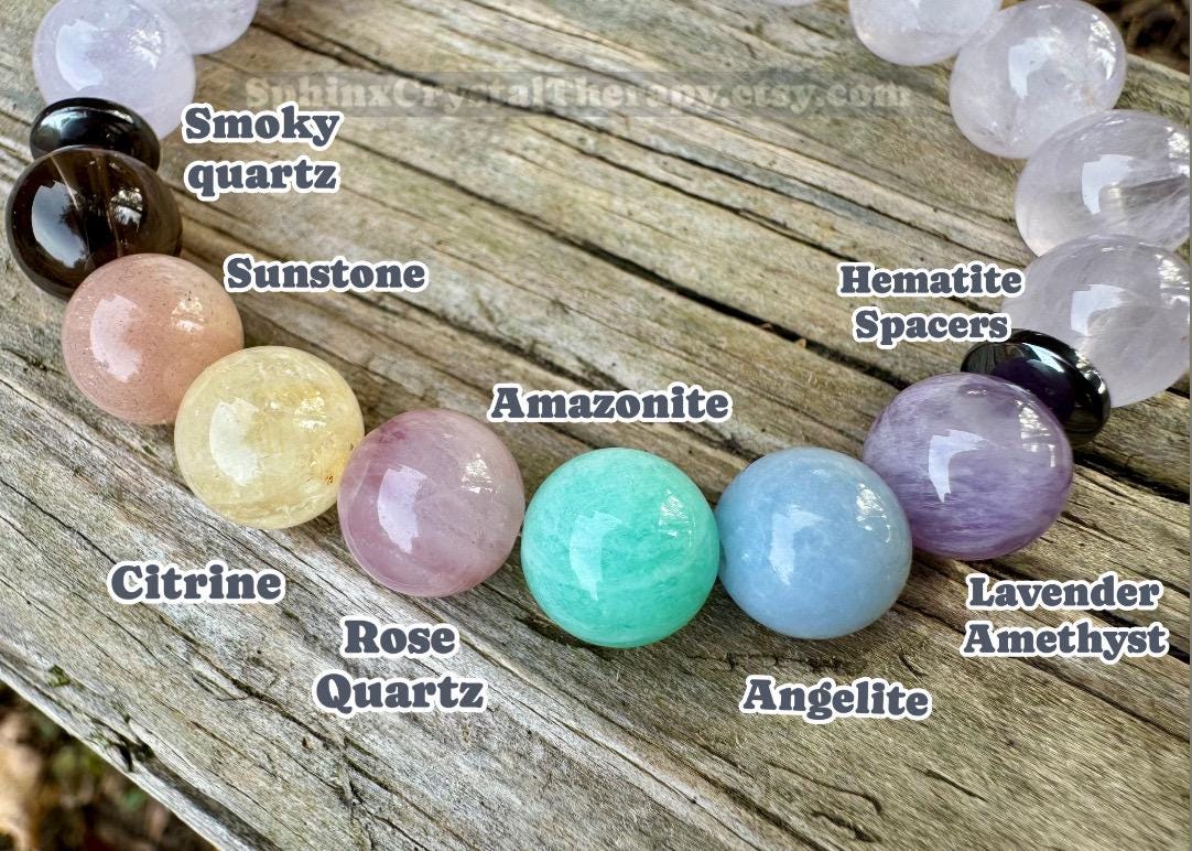 10mm Protection & Intuition - PASTEL Chakra Stones - RARE White Amethyst  - High Vibrational Stones - Crystal Healing Gemstone Bracelet