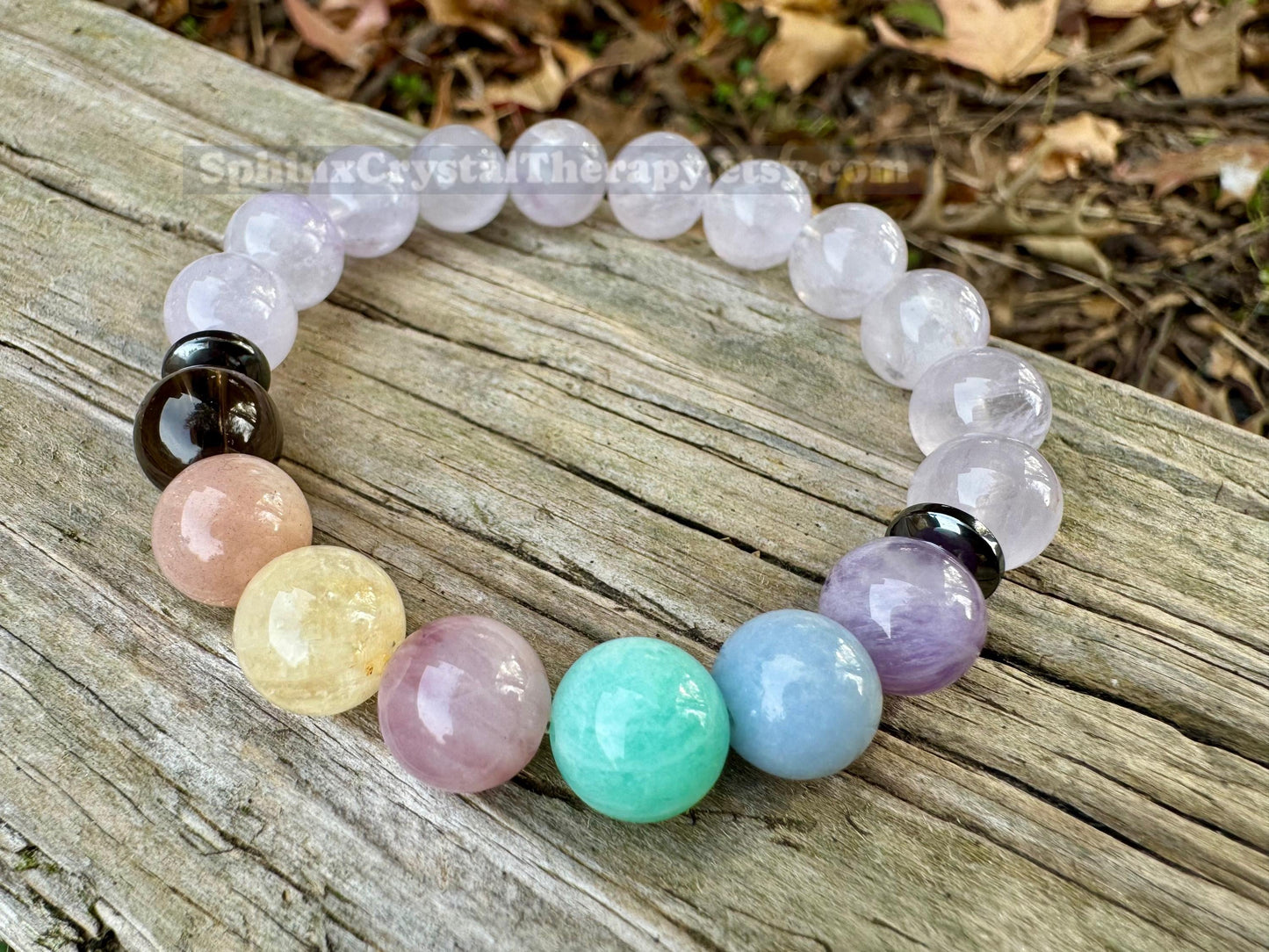 10mm Protection & Intuition - PASTEL Chakra Stones - RARE White Amethyst  - High Vibrational Stones - Crystal Healing Gemstone Bracelet