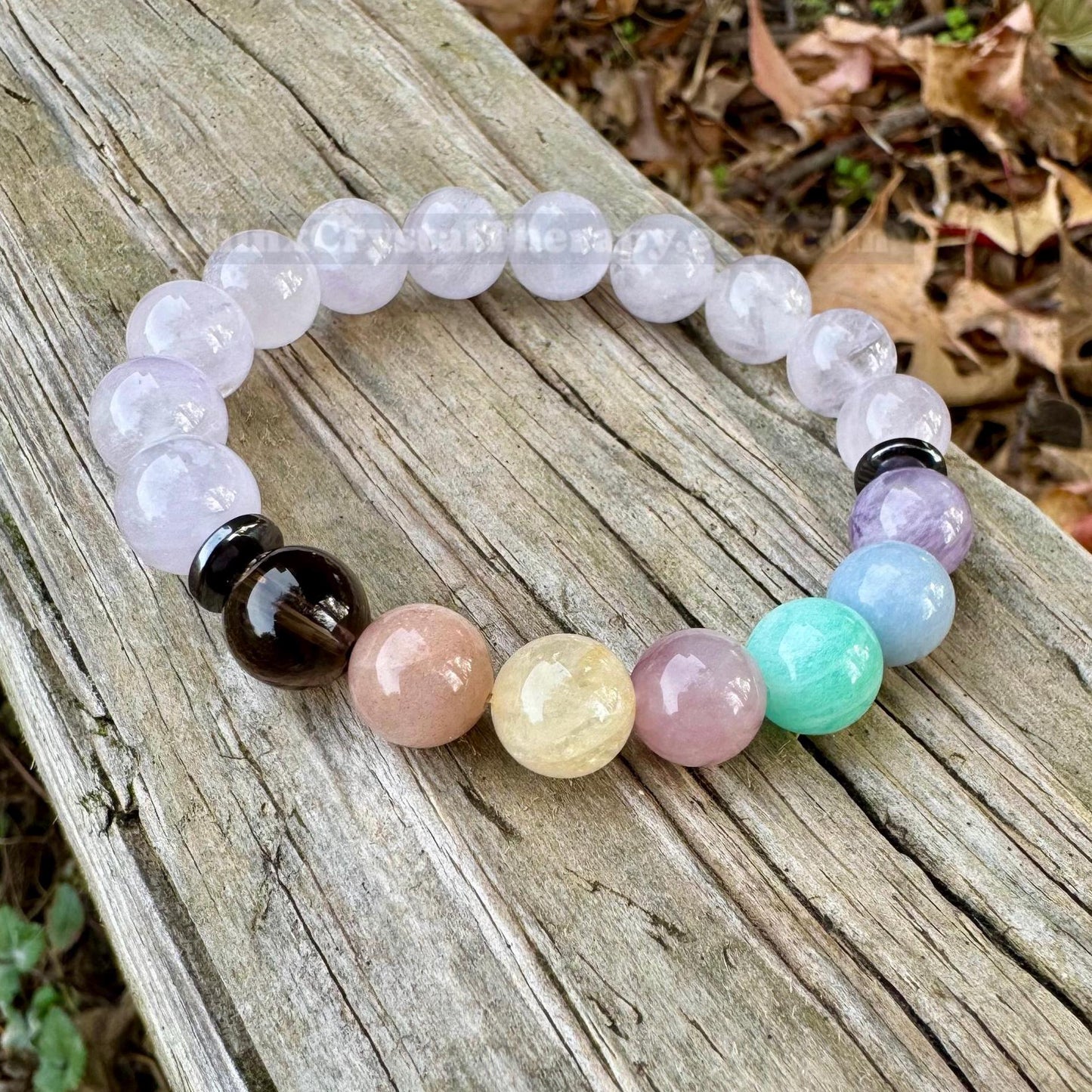 10mm Protection & Intuition - PASTEL Chakra Stones - RARE White Amethyst  - High Vibrational Stones - Crystal Healing Gemstone Bracelet