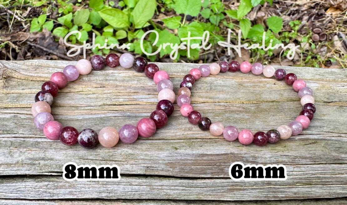 Self Love & Empowerment - RARE Strawberry Quartz  " Strawberry Moon " Emotional Healing - Eudialyte - Rose Quartz Crystal Gemstone Bracelet