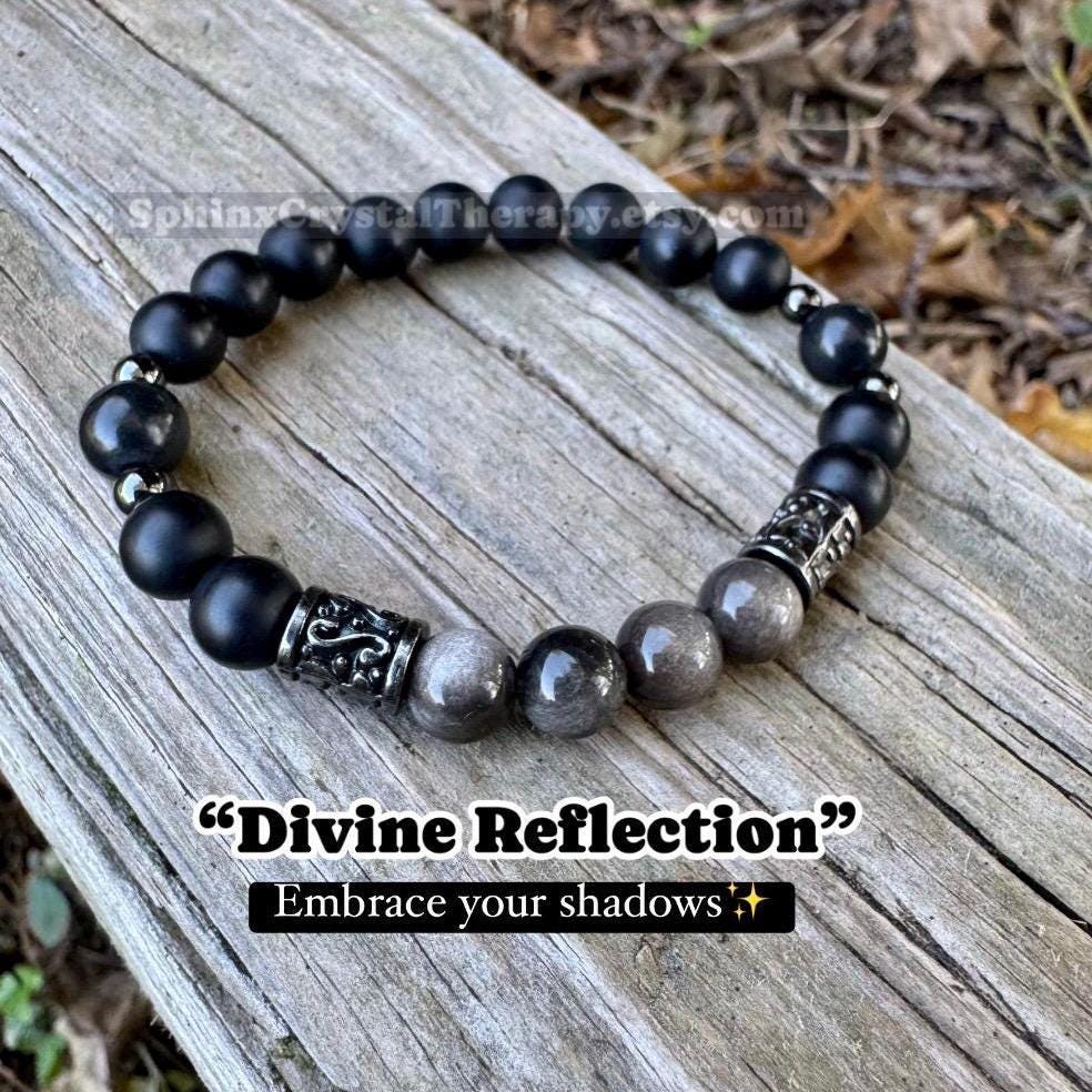 Self Transformation - Spiritual Growth " Divine Reflection " AAA Shungite - EMF Protection - Crystal Healing Gemstone Humility Bracelet