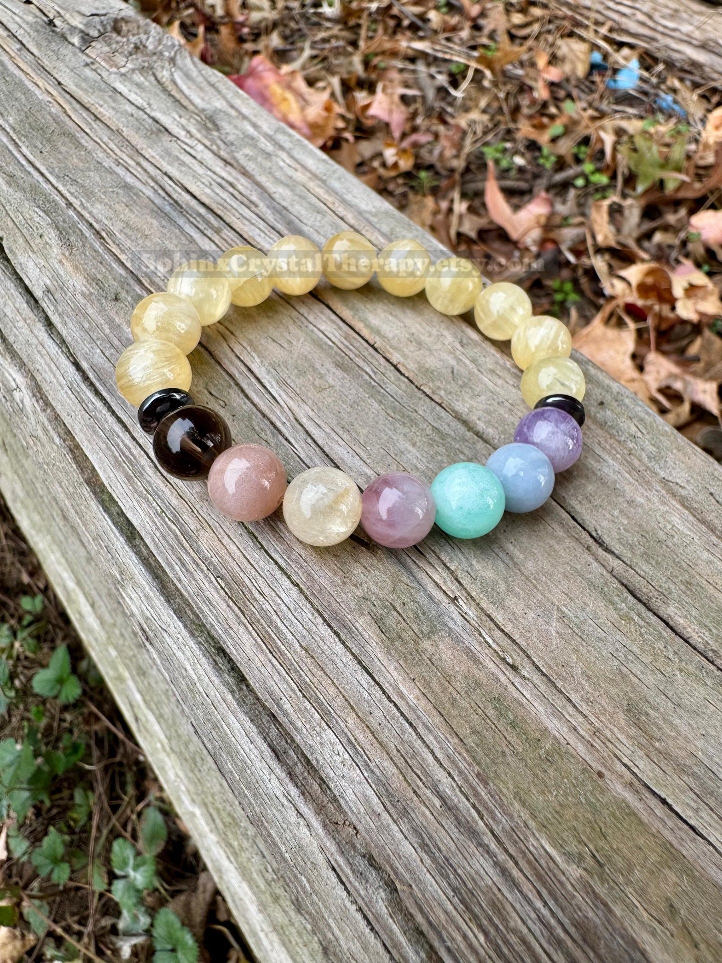 10mm RARE Golden Selenite - Aura Protection & Intuition - PASTEL Chakra Balance Stones - Crystal Healing Gemstone Bracelet