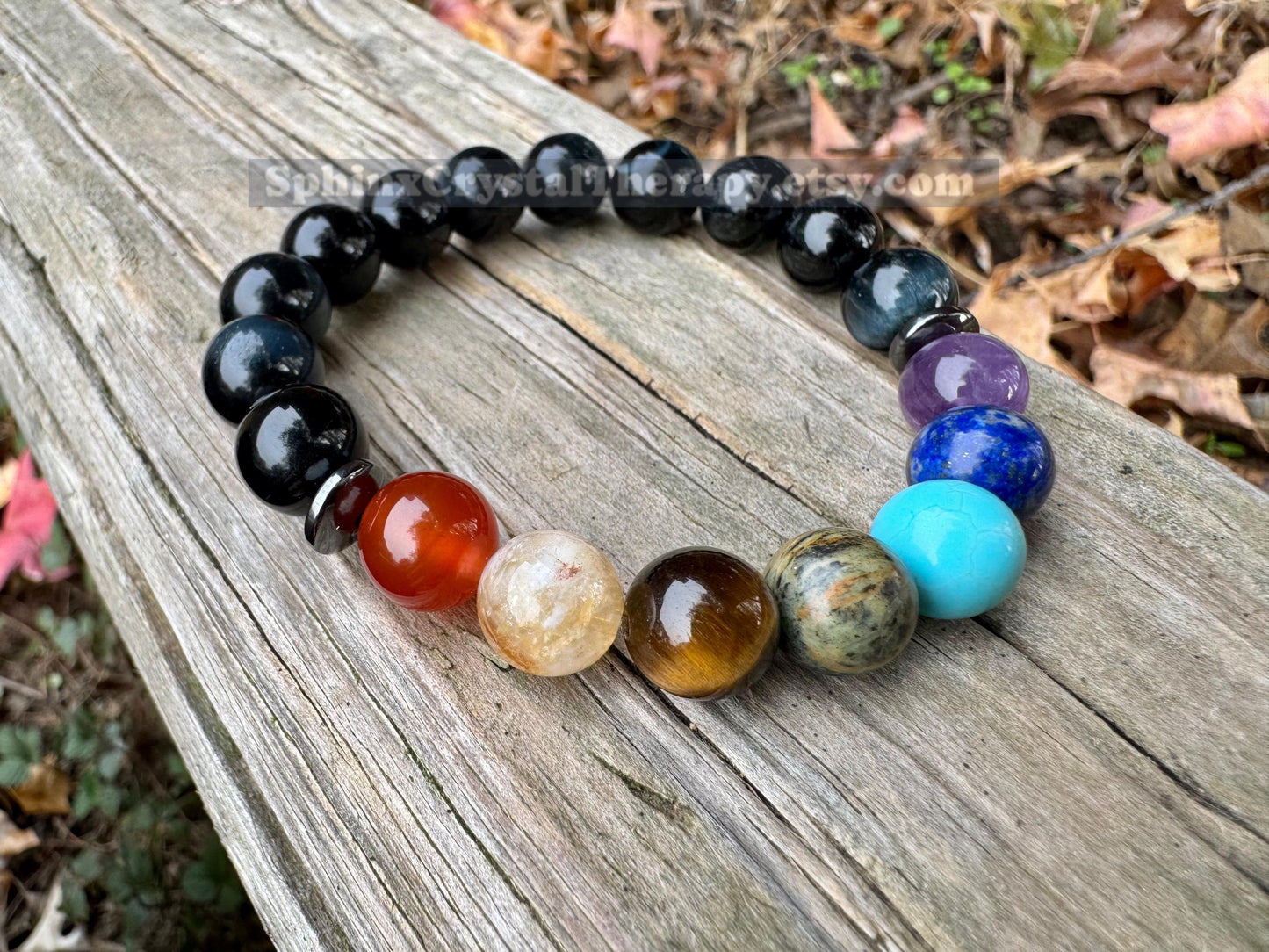 10MM Protection & Strength - Chakra Balance Stones - Intuition- Hawks Eye Gemstones - Blue Tigers Eye - Energy Healing Bracelet