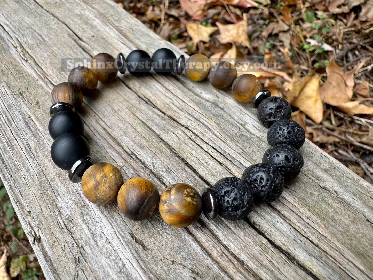 10MM Protection & Strength - IMPERFECT STONES- Stress Support - Tigers Eye - Onyx - Hematite - DISCOUNTED Crystal Healing Gemstone Bracelet