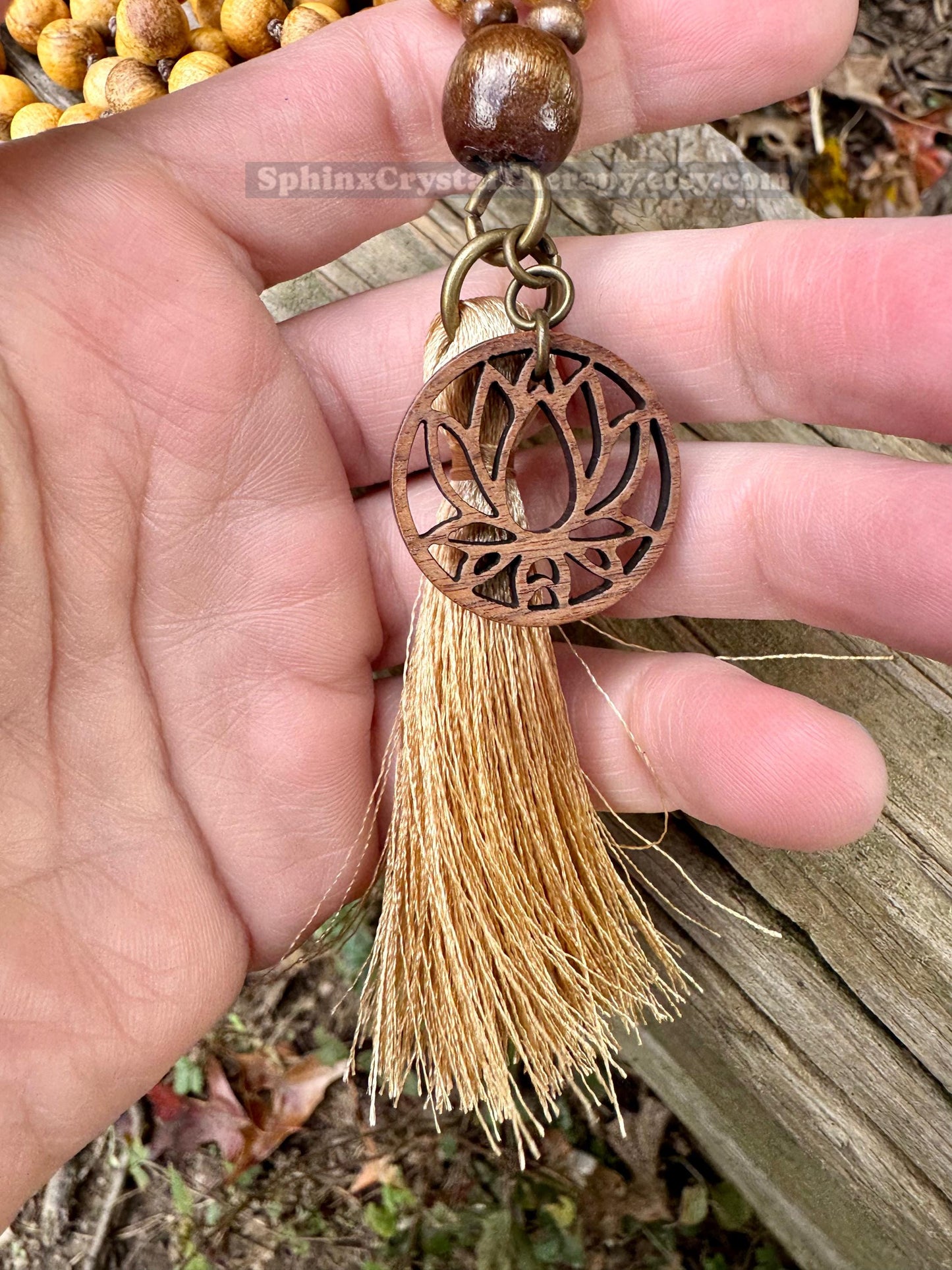 Only One - Peruvian Palo Santo Wood Mala Necklace - Aura Cleansing - 108 Prayer Beads - Meditation Mantra Tool - Spiritual Growth