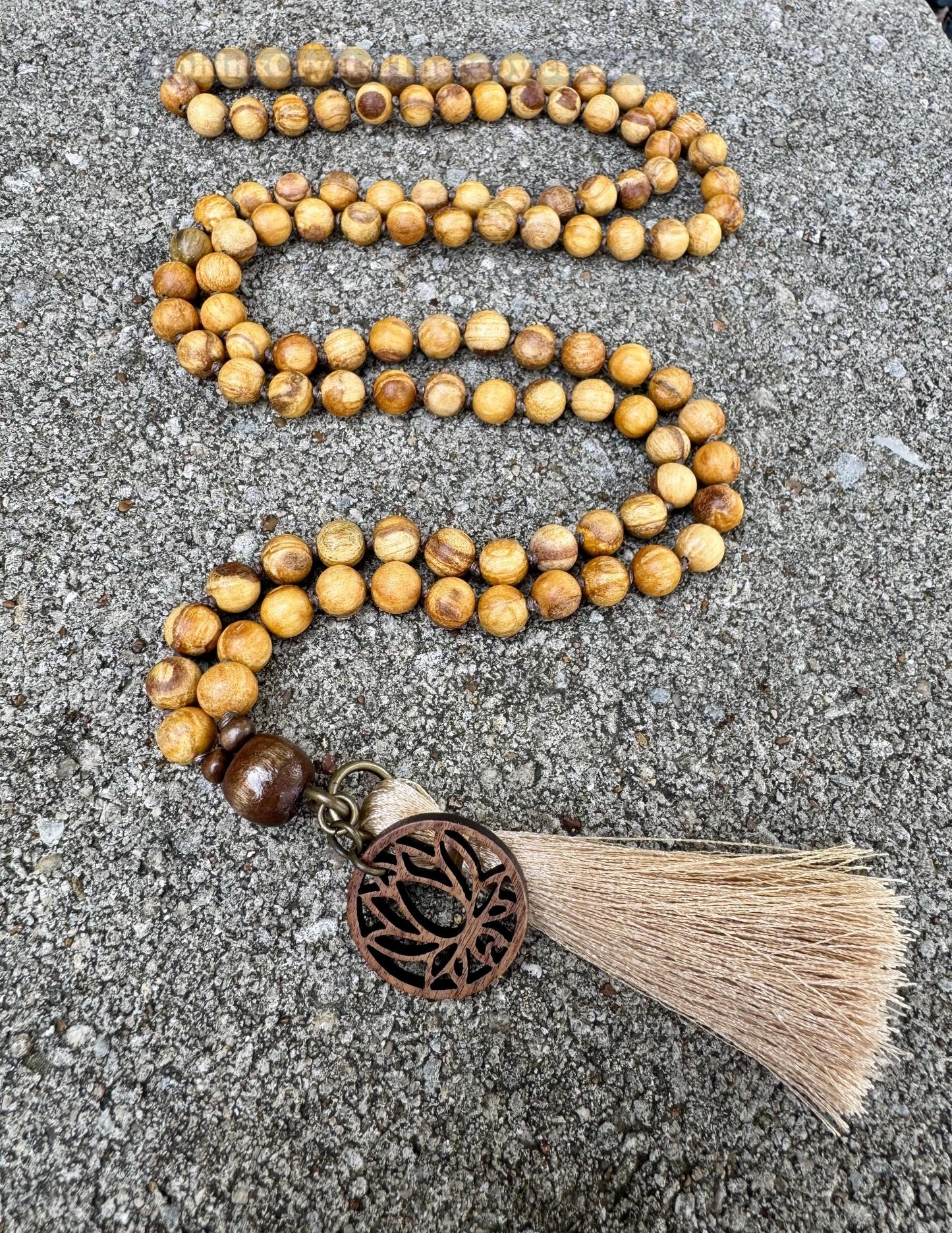 Only One - Peruvian Palo Santo Wood Mala Necklace - Aura Cleansing - 108 Prayer Beads - Meditation Mantra Tool - Spiritual Growth