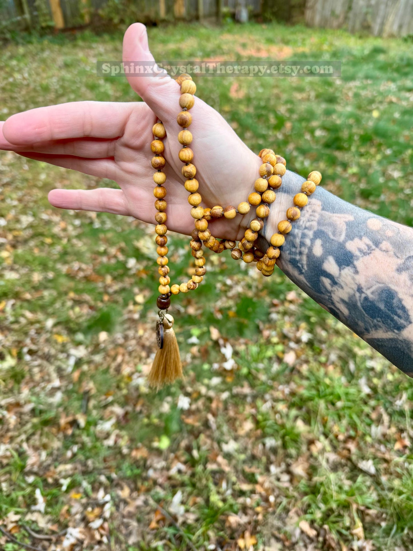 Only One - Peruvian Palo Santo Wood Mala Necklace - Aura Cleansing - 108 Prayer Beads - Meditation Mantra Tool - Spiritual Growth
