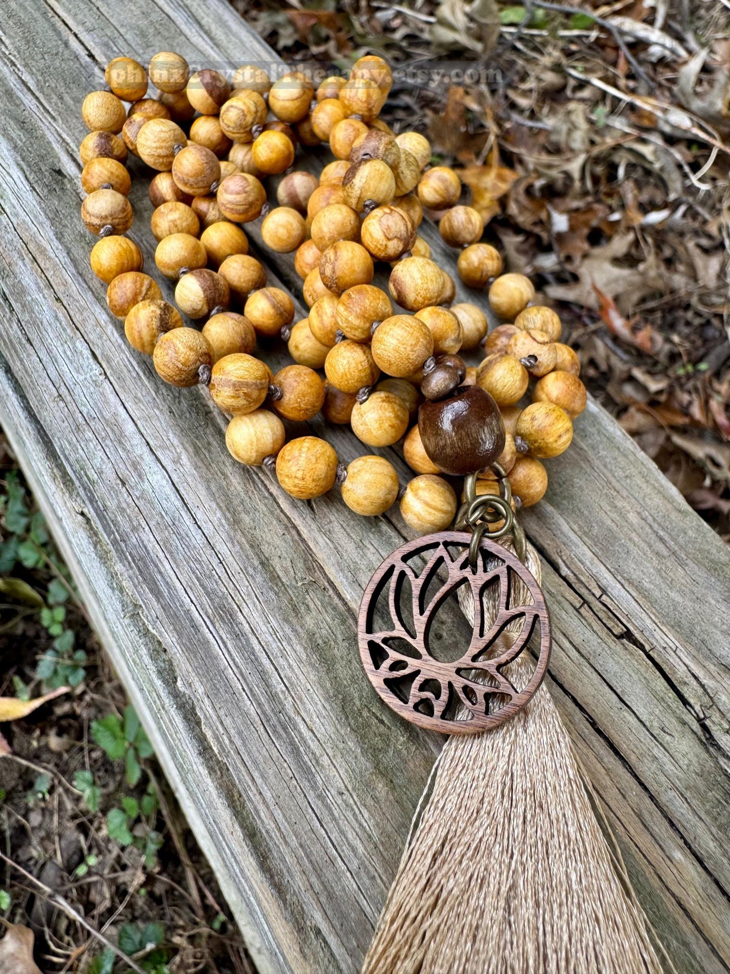 Only One - Peruvian Palo Santo Wood Mala Necklace - Aura Cleansing - 108 Prayer Beads - Meditation Mantra Tool - Spiritual Growth