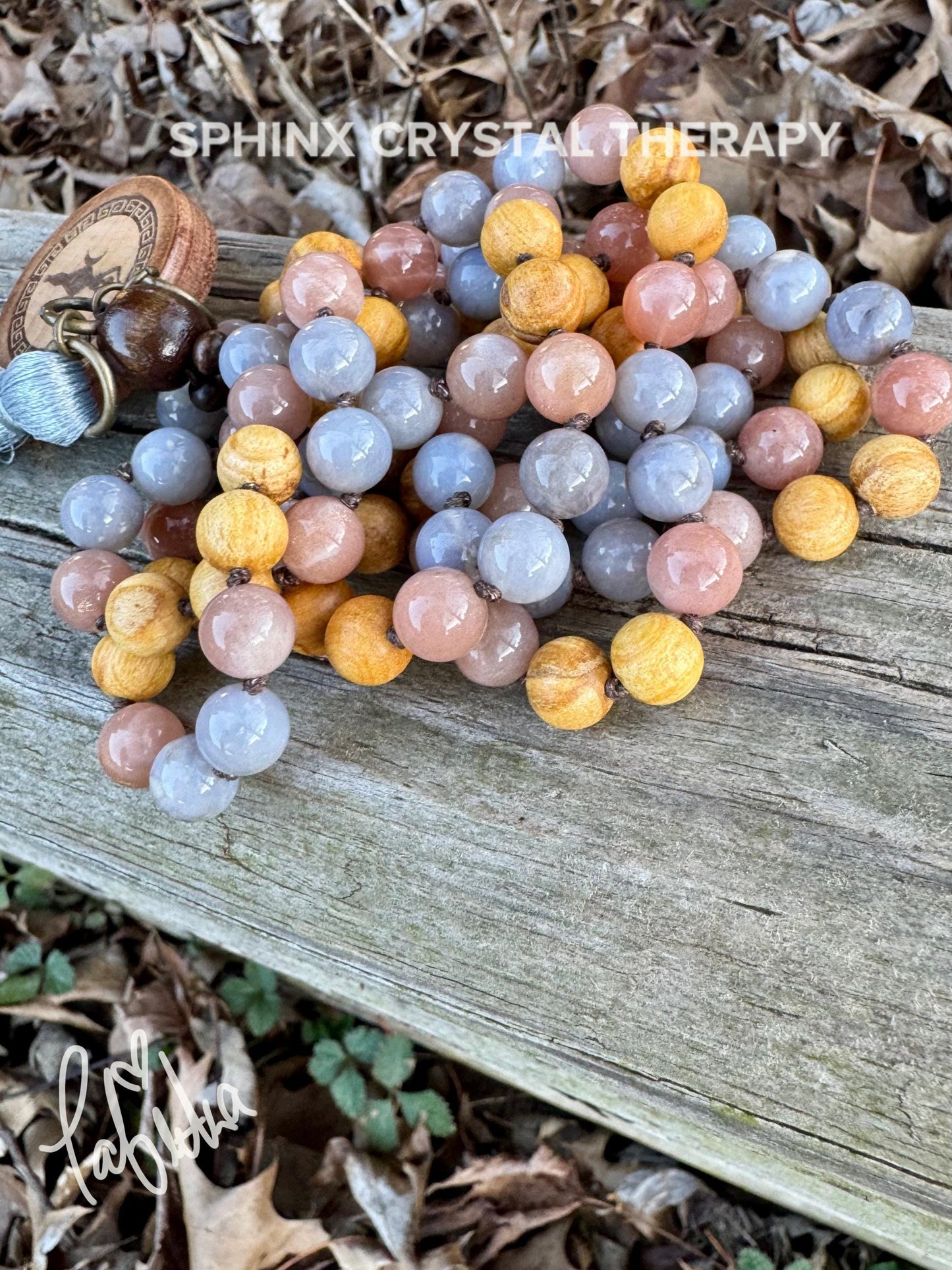 Only One - Heart Healing Mala Necklace - “ Aphrodite “ Goddess of Love - RARE Blue Rose Quartz - Moonstone - Palo Santo Crystal Gemstones
