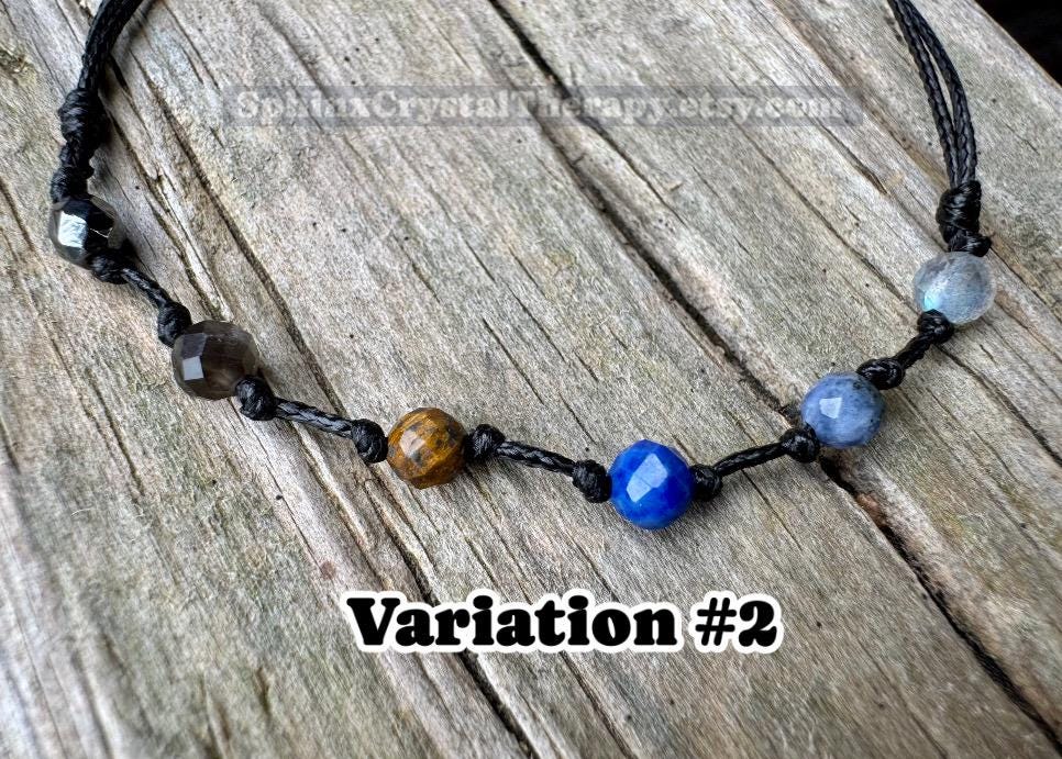 4mm Sagittarius Zodiac Energy - November December Birthday - Tiny Faceted Gemstones - Minimal & Dainty Adjustable String Bracelet