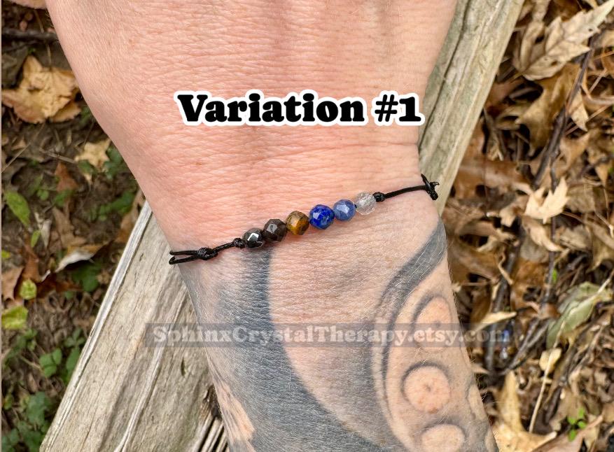 4mm Sagittarius Zodiac Energy - November December Birthday - Tiny Faceted Gemstones - Minimal & Dainty Adjustable String Bracelet