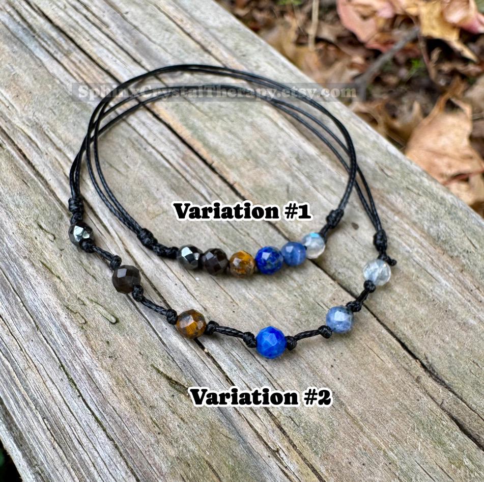 4mm Sagittarius Zodiac Energy - November December Birthday - Tiny Faceted Gemstones - Minimal & Dainty Adjustable String Bracelet