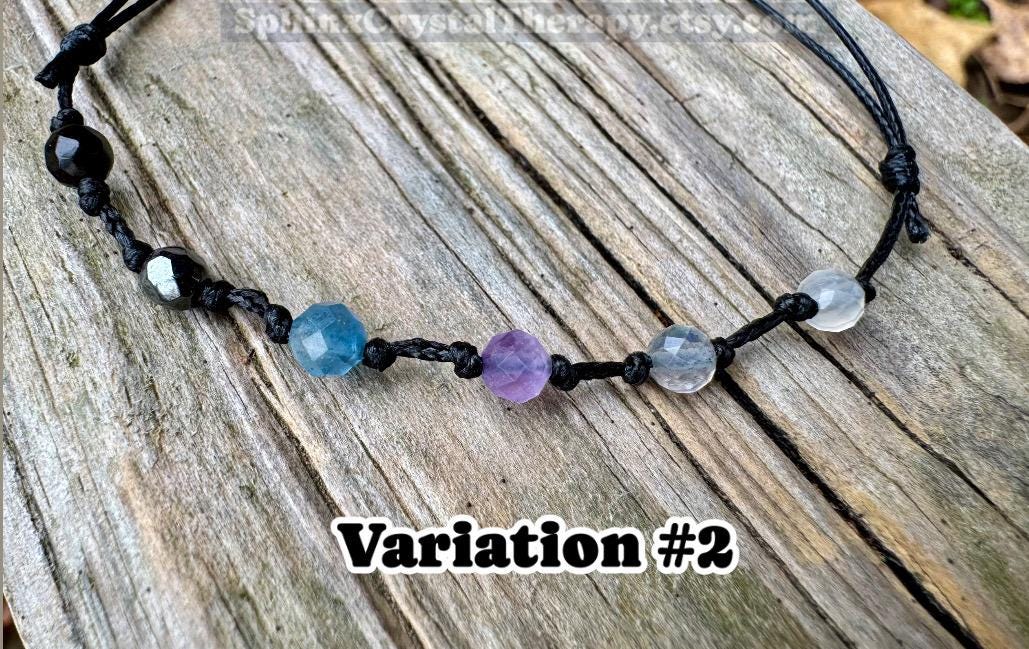 4mm Pisces Zodiac Energy - February March Birthday - Tiny Faceted Gemstones - Minimal & Dainty Adjustable String Bracelet