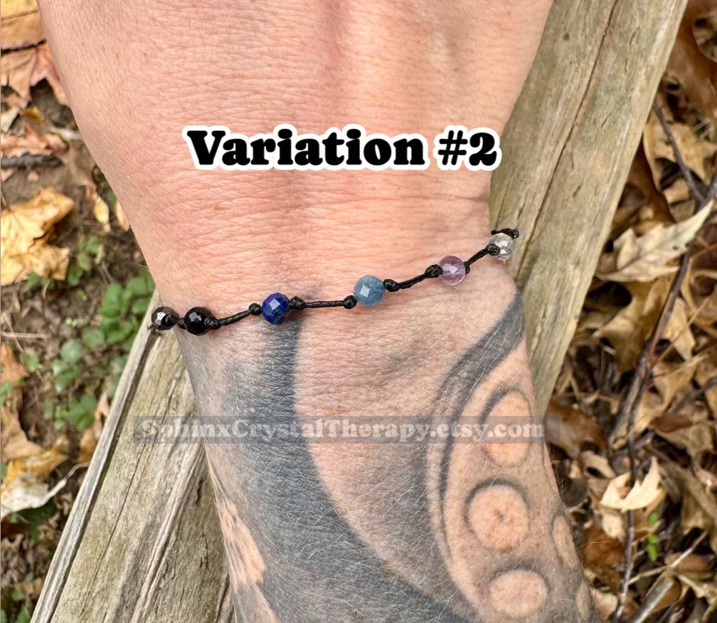 4mm Pisces Zodiac Energy - February March Birthday - Tiny Faceted Gemstones - Minimal & Dainty Adjustable String Bracelet