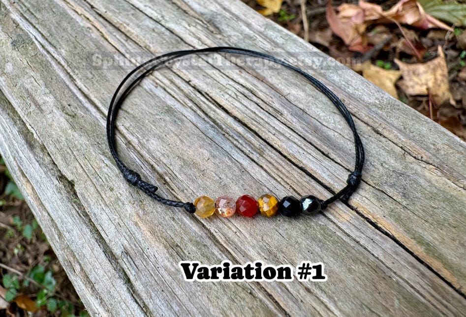 4mm Leo Zodiac Energy - July August Birthday - Tiny Faceted Gemstones - Minimal & Dainty Adjustable String Bracelet