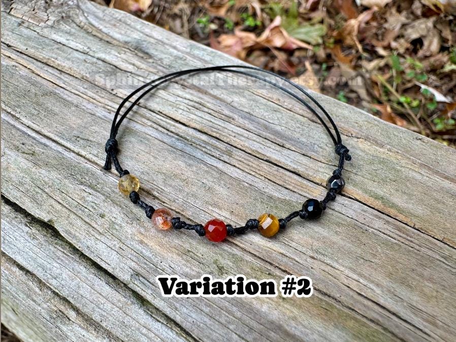 4mm Leo Zodiac Energy - July August Birthday - Tiny Faceted Gemstones - Minimal & Dainty Adjustable String Bracelet