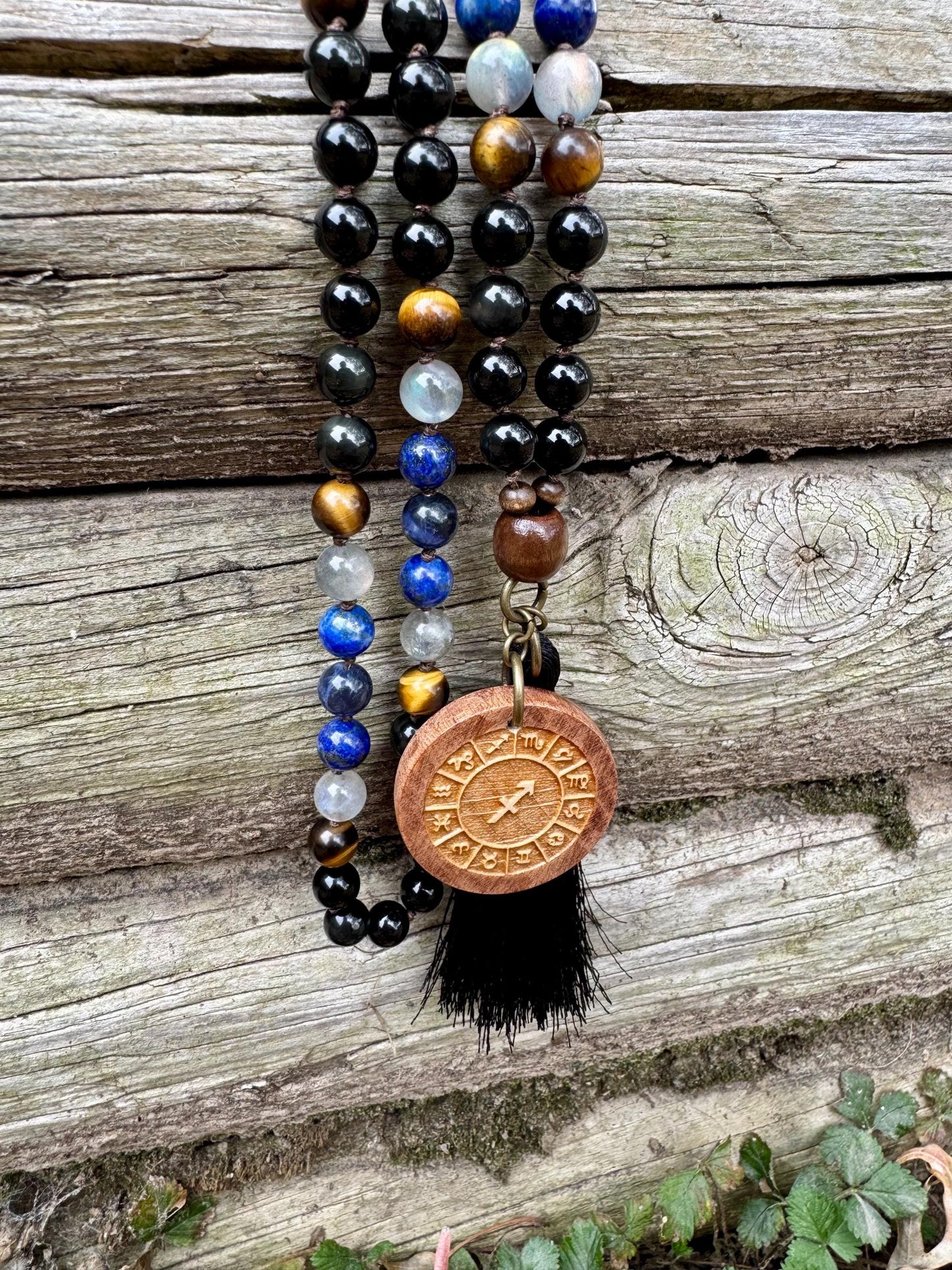 Sagittarius Energy Mala Necklace - The Optimistic Sagittarius " November December Birthday - High Quality Zodiac Crystal Healing Gemstones