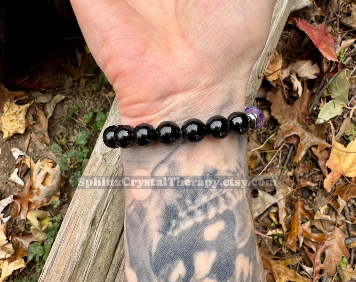 10MM - Protection and Strength - Negativity Shield - Black Onyx & Hematite - Balance Chakra Energy - Crystal Healing Gemstone Bracelet