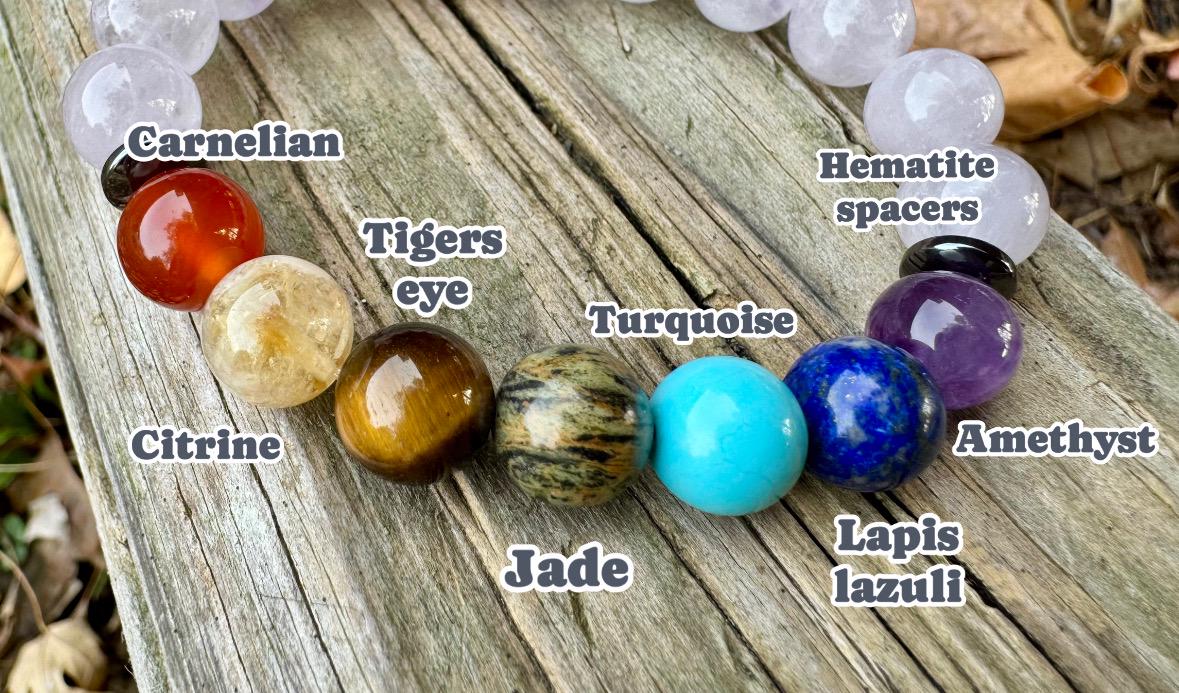 10mm Aura Clearing - RARE White Amethyst - Chakra Balance Stones - Protection & Intuition - Crystal Healing Gemstone Bracelet