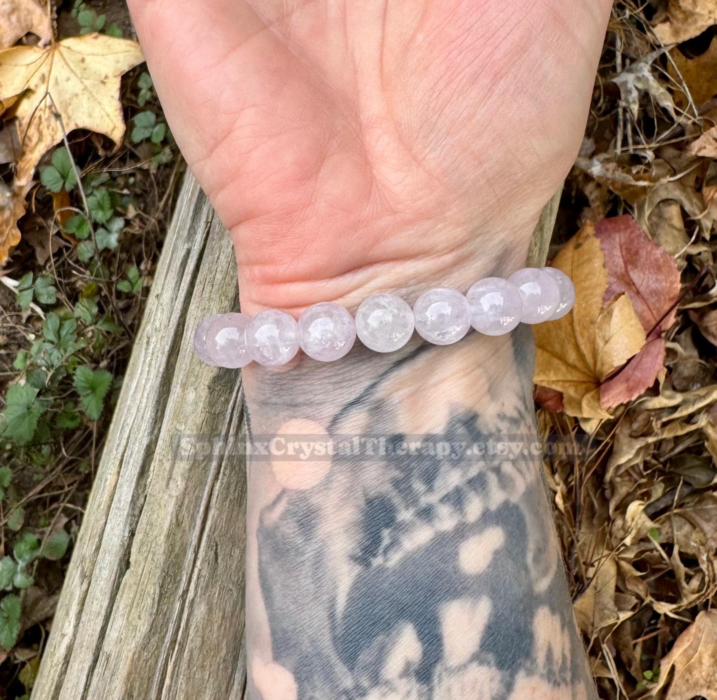 10mm Aura Clearing - RARE White Amethyst - Chakra Balance Stones - Protection & Intuition - Crystal Healing Gemstone Bracelet