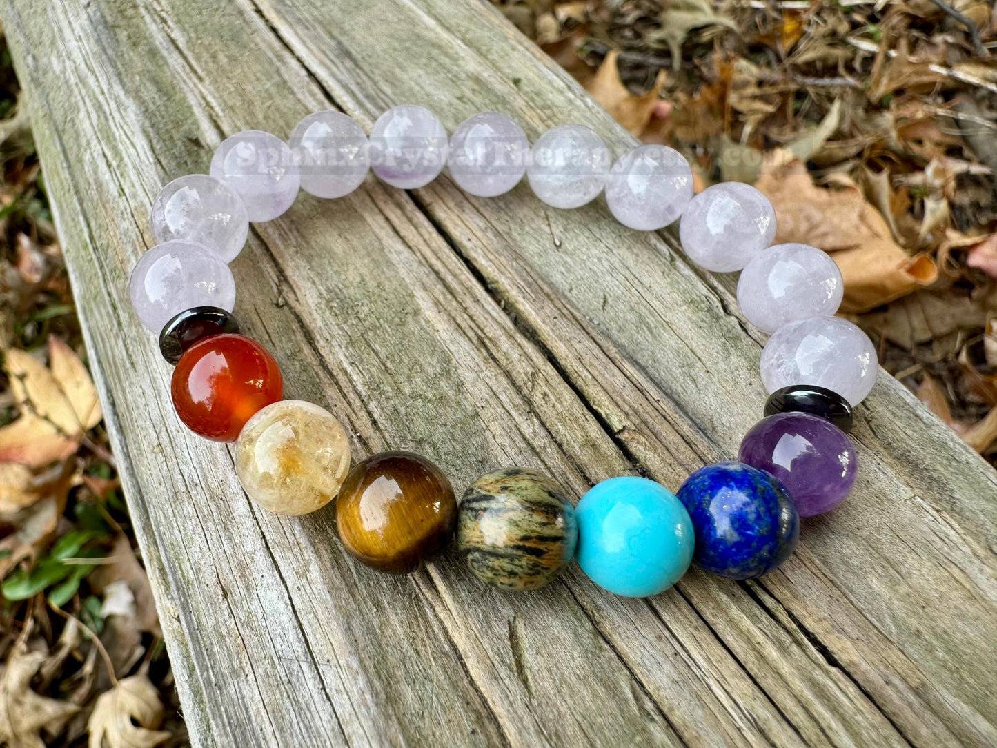 10mm Aura Clearing - RARE White Amethyst - Chakra Balance Stones - Protection & Intuition - Crystal Healing Gemstone Bracelet