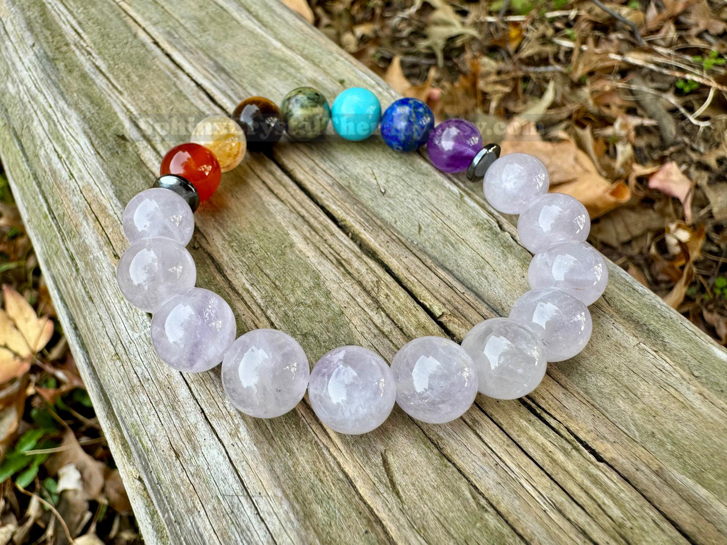 10mm Aura Clearing - RARE White Amethyst - Chakra Balance Stones - Protection & Intuition - Crystal Healing Gemstone Bracelet