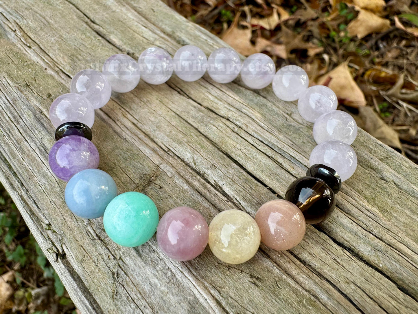 10mm Protection & Intuition - PASTEL Chakra Stones - RARE White Amethyst  - High Vibrational Stones - Crystal Healing Gemstone Bracelet