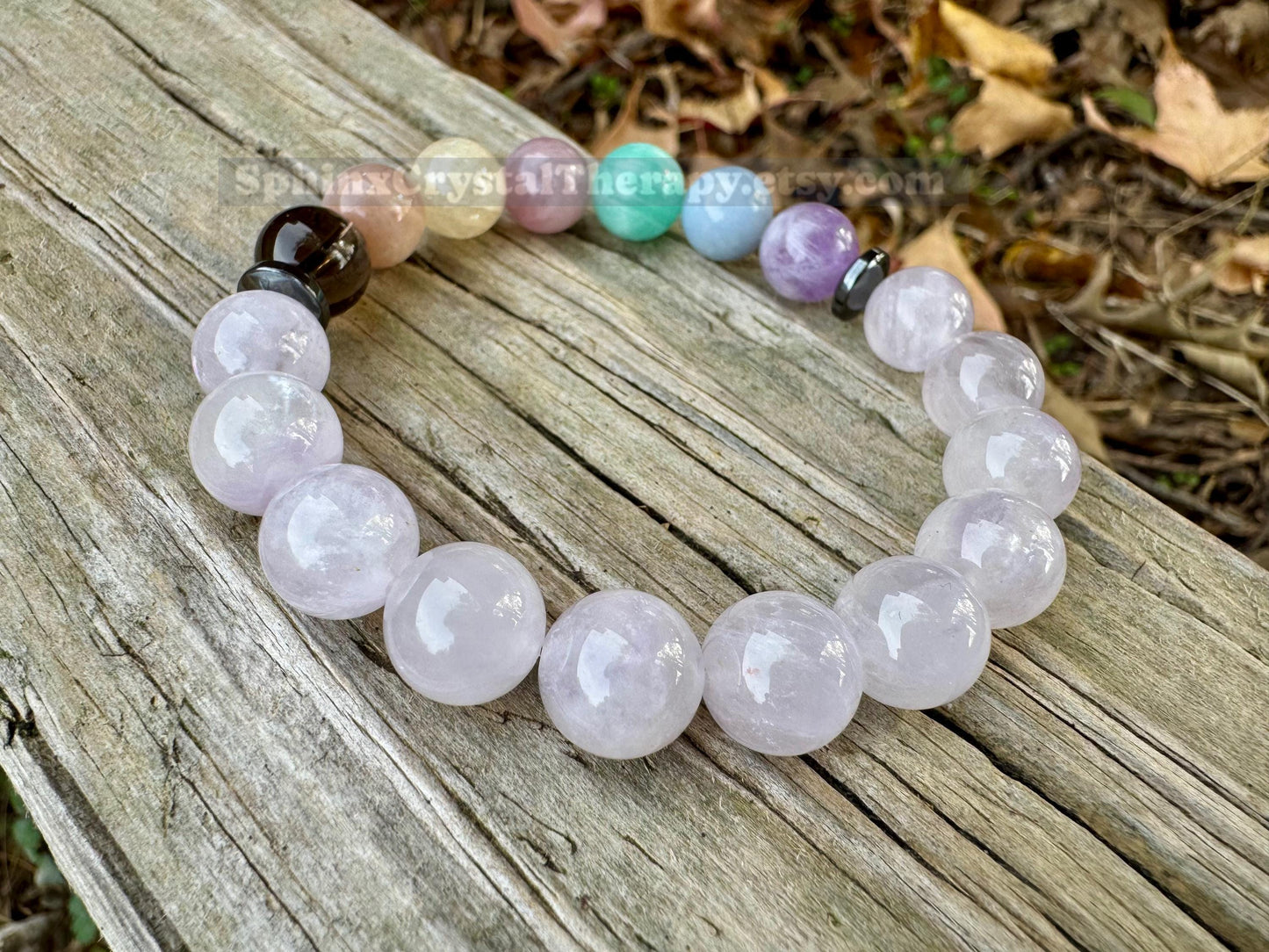 10mm Protection & Intuition - PASTEL Chakra Stones - RARE White Amethyst  - High Vibrational Stones - Crystal Healing Gemstone Bracelet