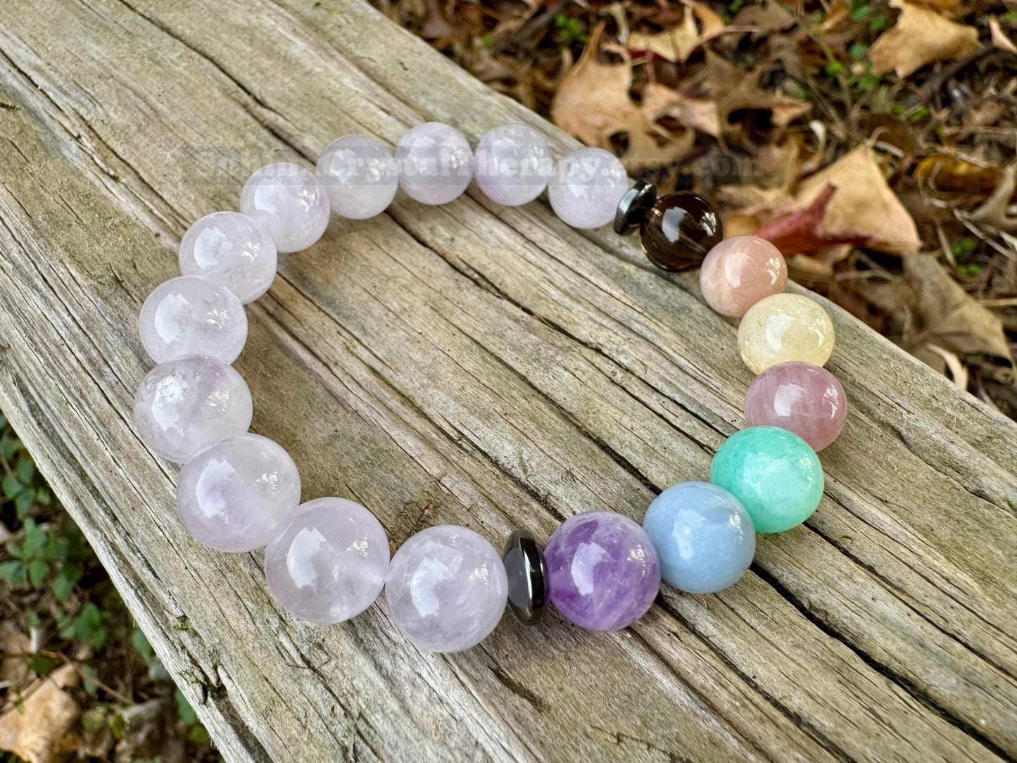 10mm Protection & Intuition - PASTEL Chakra Stones - RARE White Amethyst  - High Vibrational Stones - Crystal Healing Gemstone Bracelet