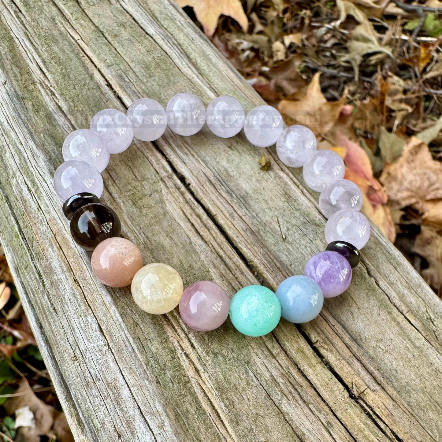 10mm Protection & Intuition - PASTEL Chakra Stones - RARE White Amethyst  - High Vibrational Stones - Crystal Healing Gemstone Bracelet