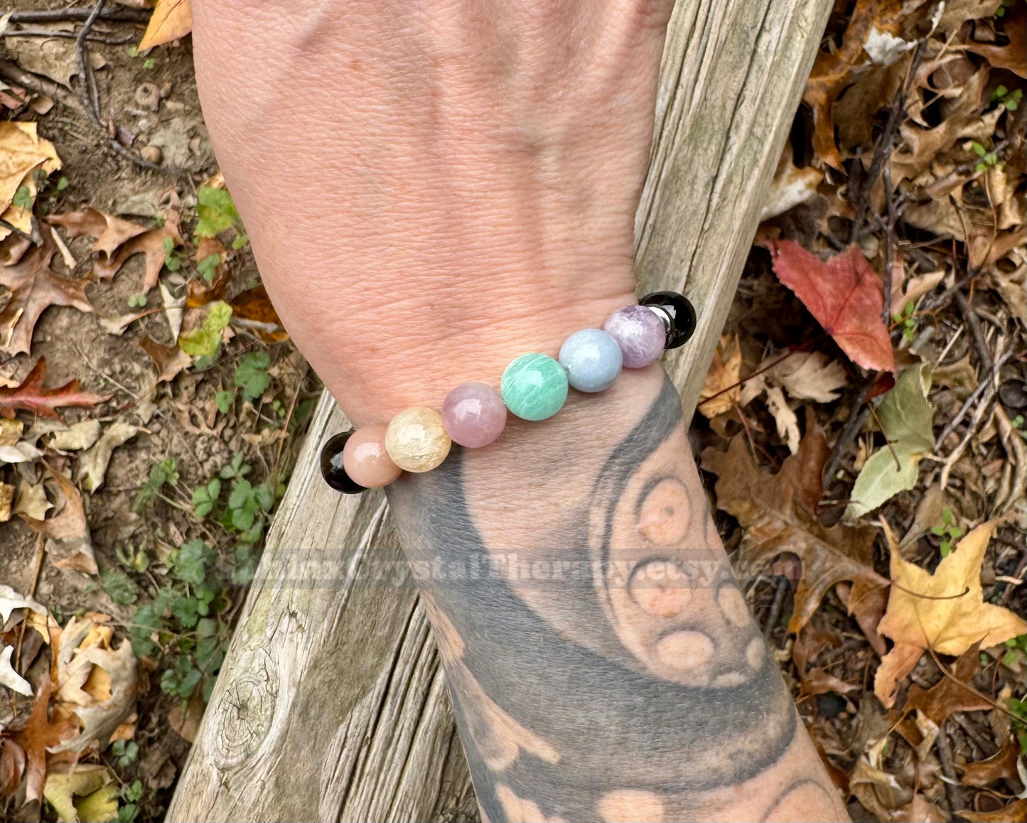 10mm Aura Protection - PASTEL Chakra Balance Stones -  Empath Support - Amethyst - Black Onyx - Hematite - Crystal Healing Gemstone Bracelet