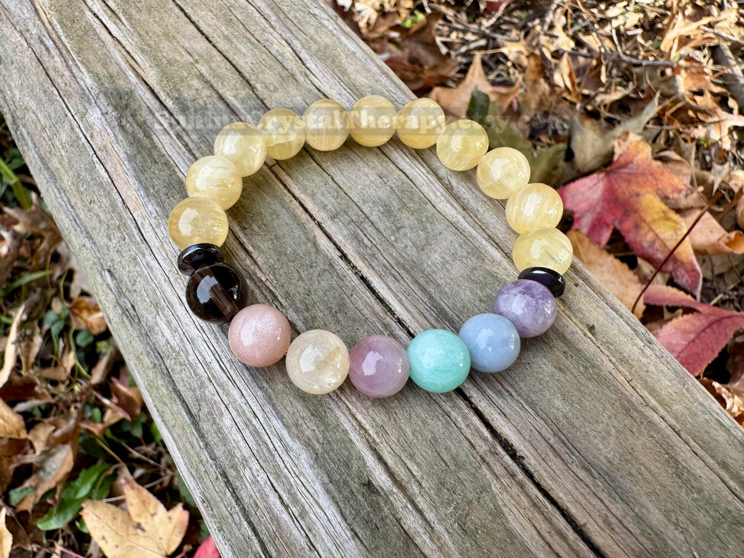10mm RARE Golden Selenite - Aura Protection & Intuition - PASTEL Chakra Balance Stones - Crystal Healing Gemstone Bracelet