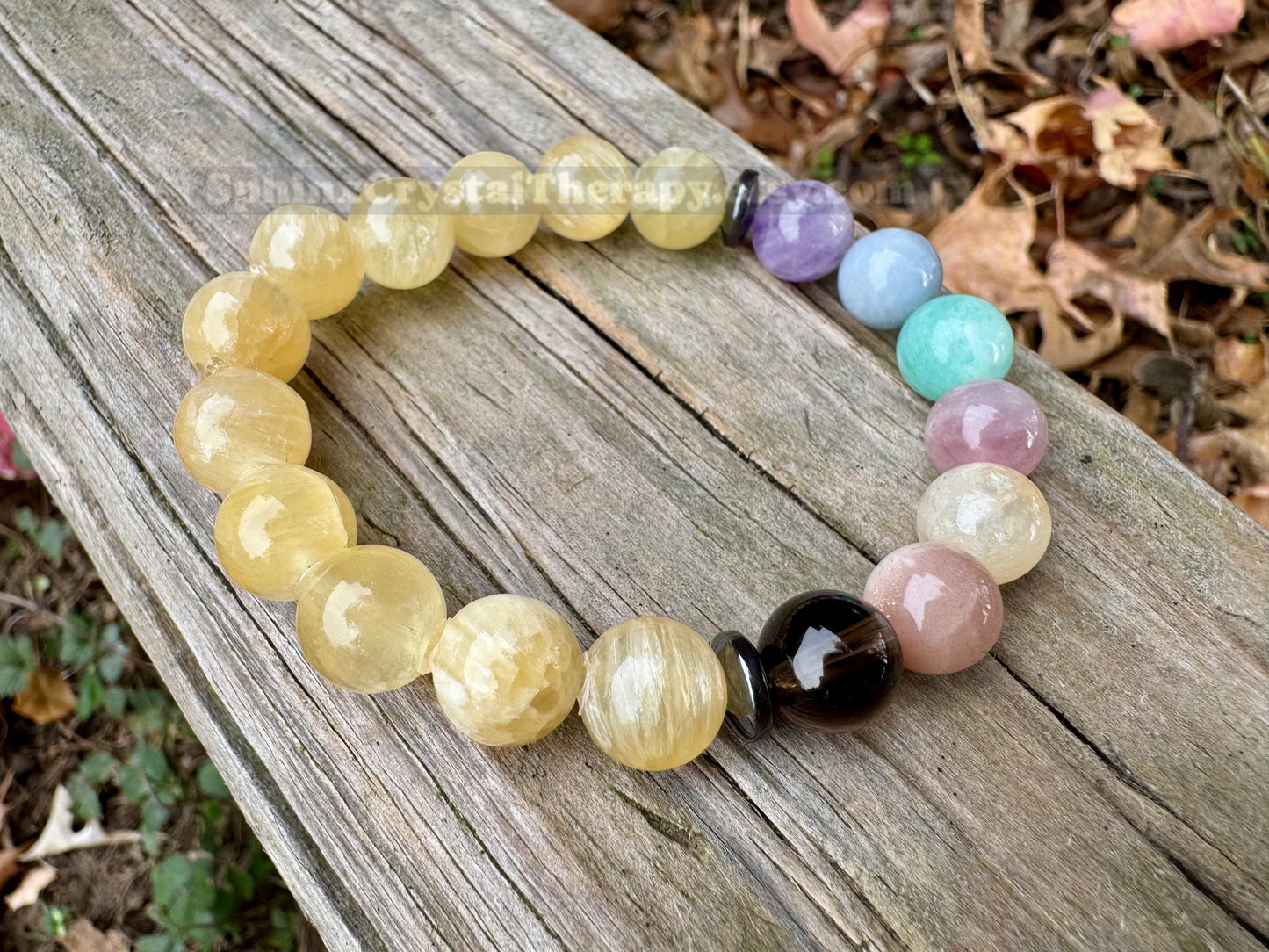 10mm RARE Golden Selenite - Aura Protection & Intuition - PASTEL Chakra Balance Stones - Crystal Healing Gemstone Bracelet